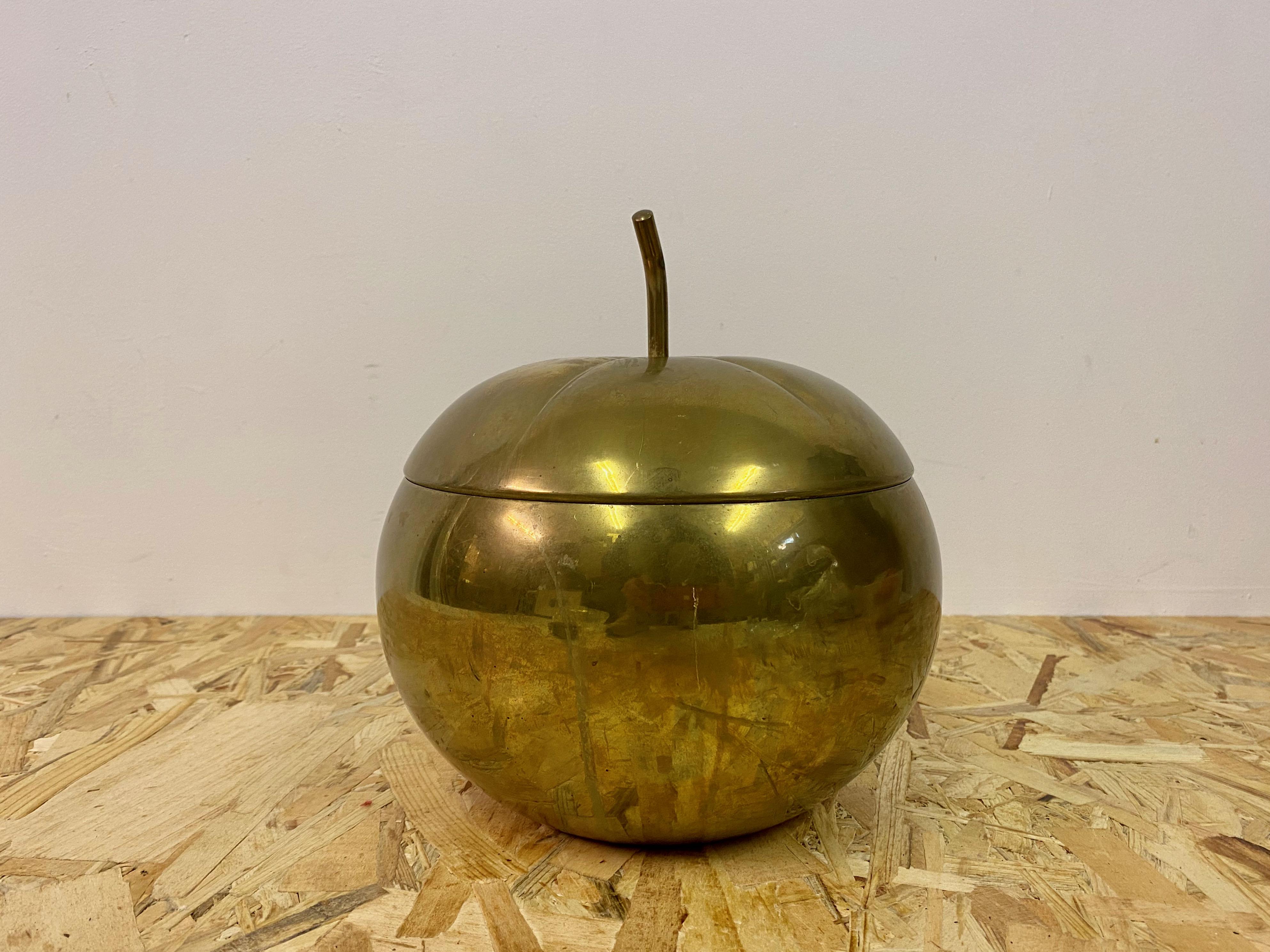 Hollywood Regency 1970s Italian Brass Apple Pot Bucket