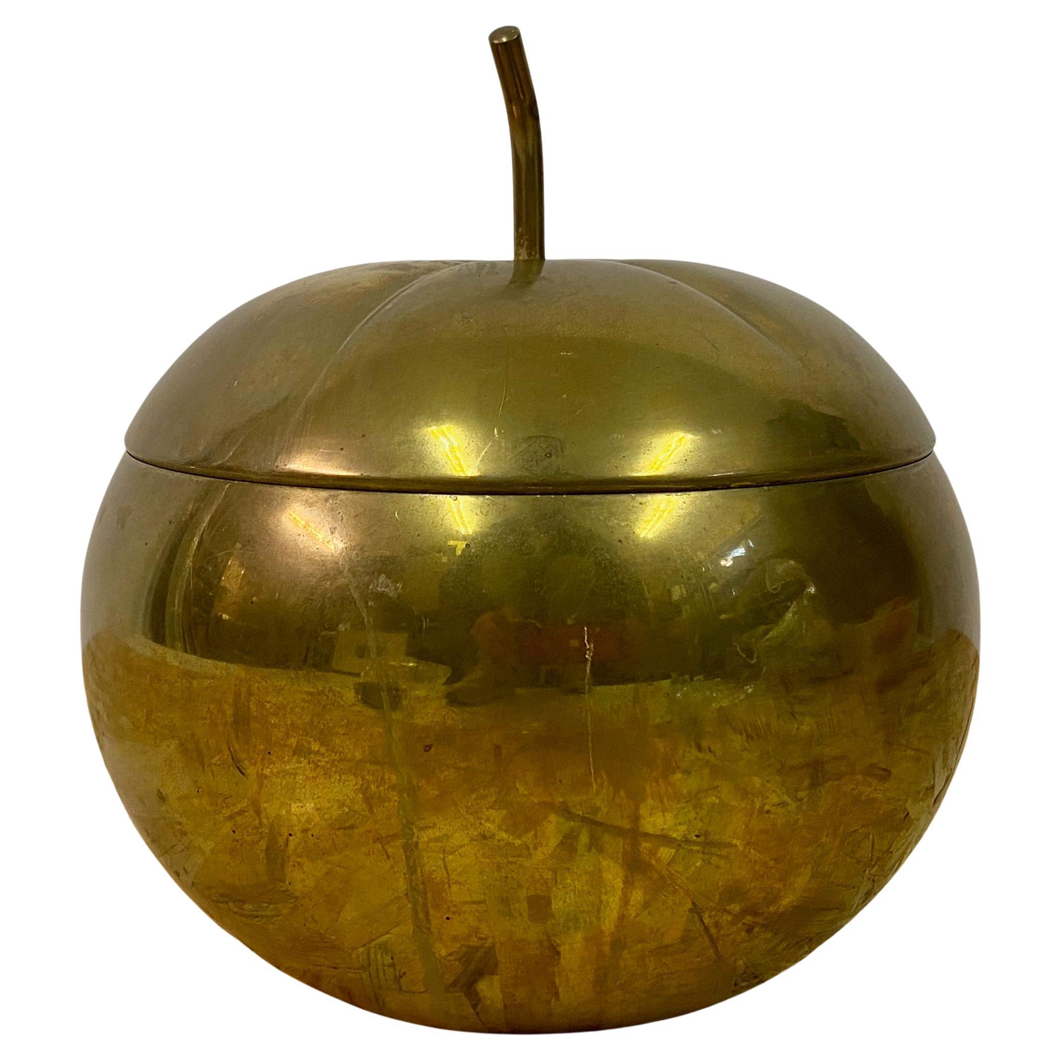 Vintage 1970s Brass Apple Keepsake Bowl For Sale at 1stDibs
