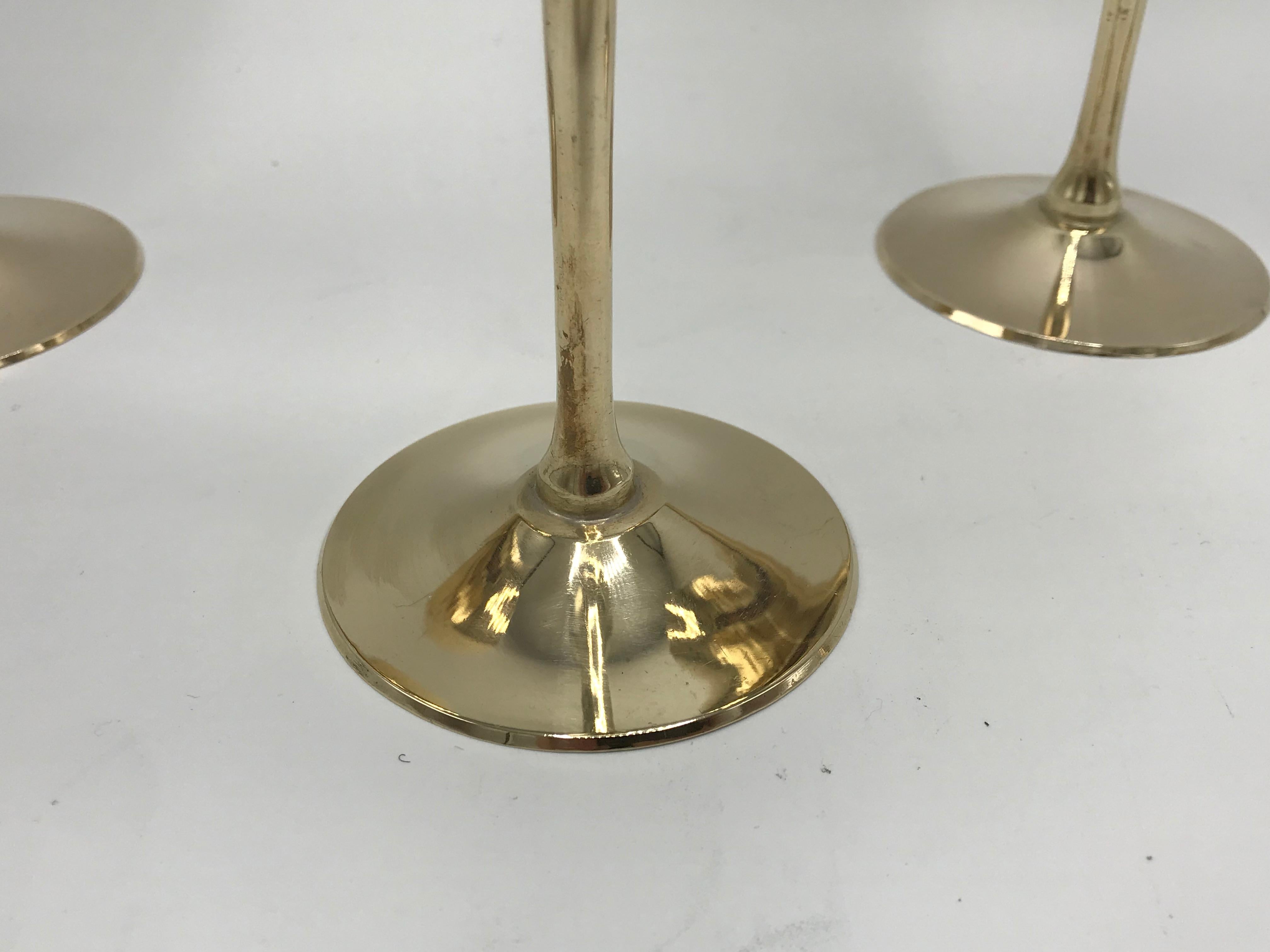 1970s Italian Brass Champagne Flutes, Set of Four In Good Condition For Sale In Richmond, VA