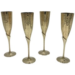 1970s Italian Brass Champagne Flutes, Set of Four