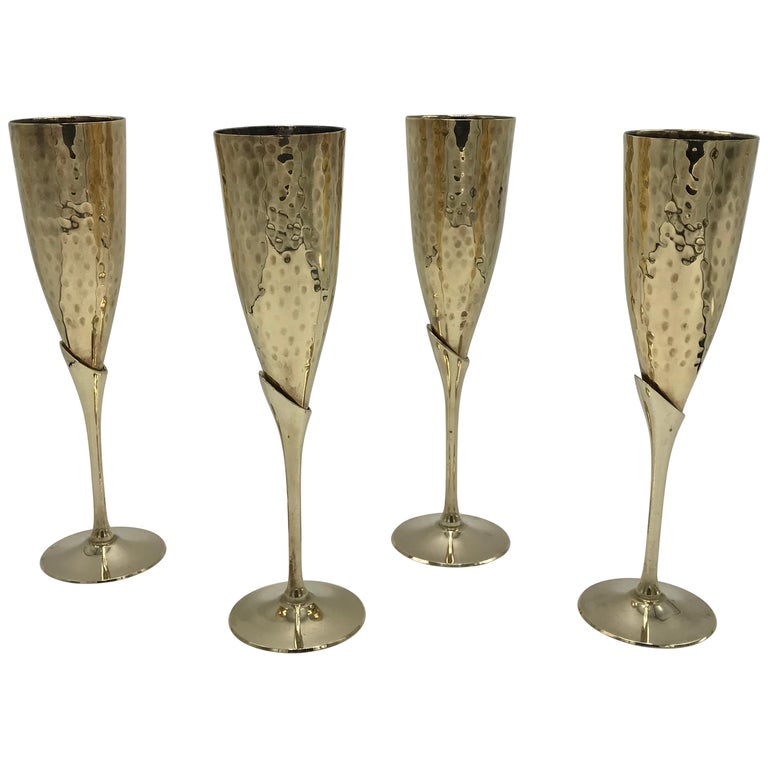 1970s Italian Brass Champagne Flutes, Set of Four For Sale at 1stDibs