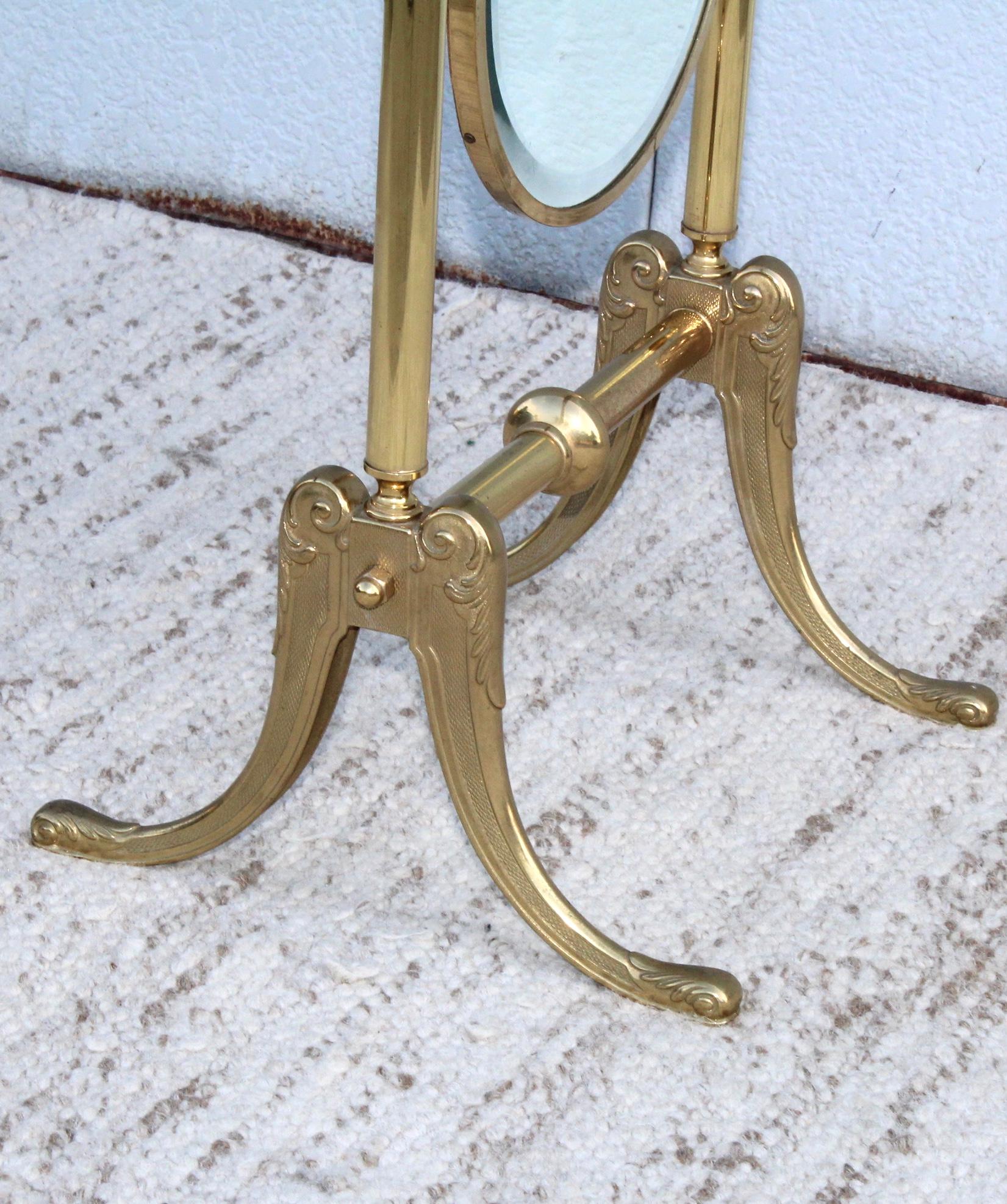 1970s Italian Brass Cheval Full Length Mirror 3