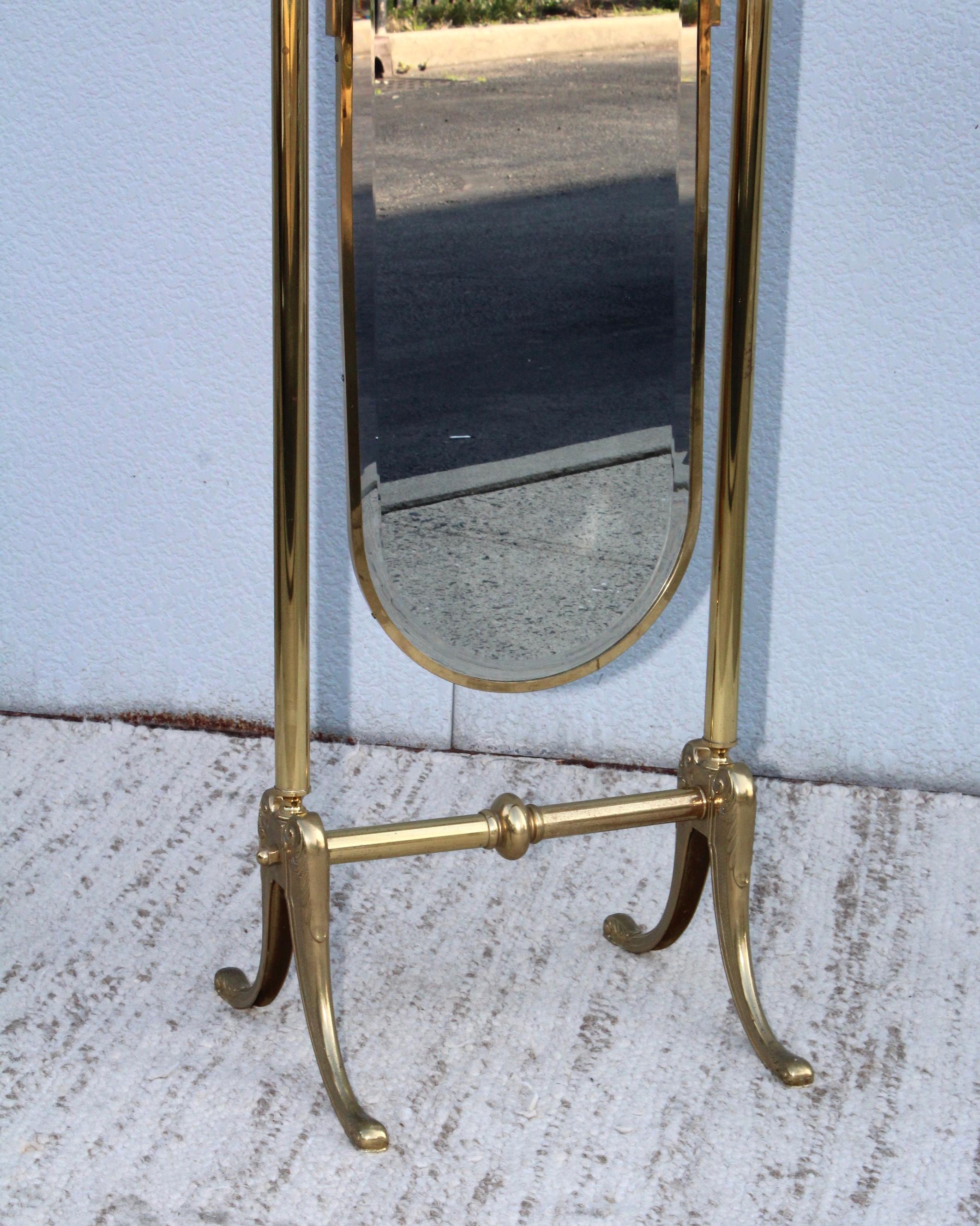 1970s Italian Brass Cheval Full Length Mirror 9