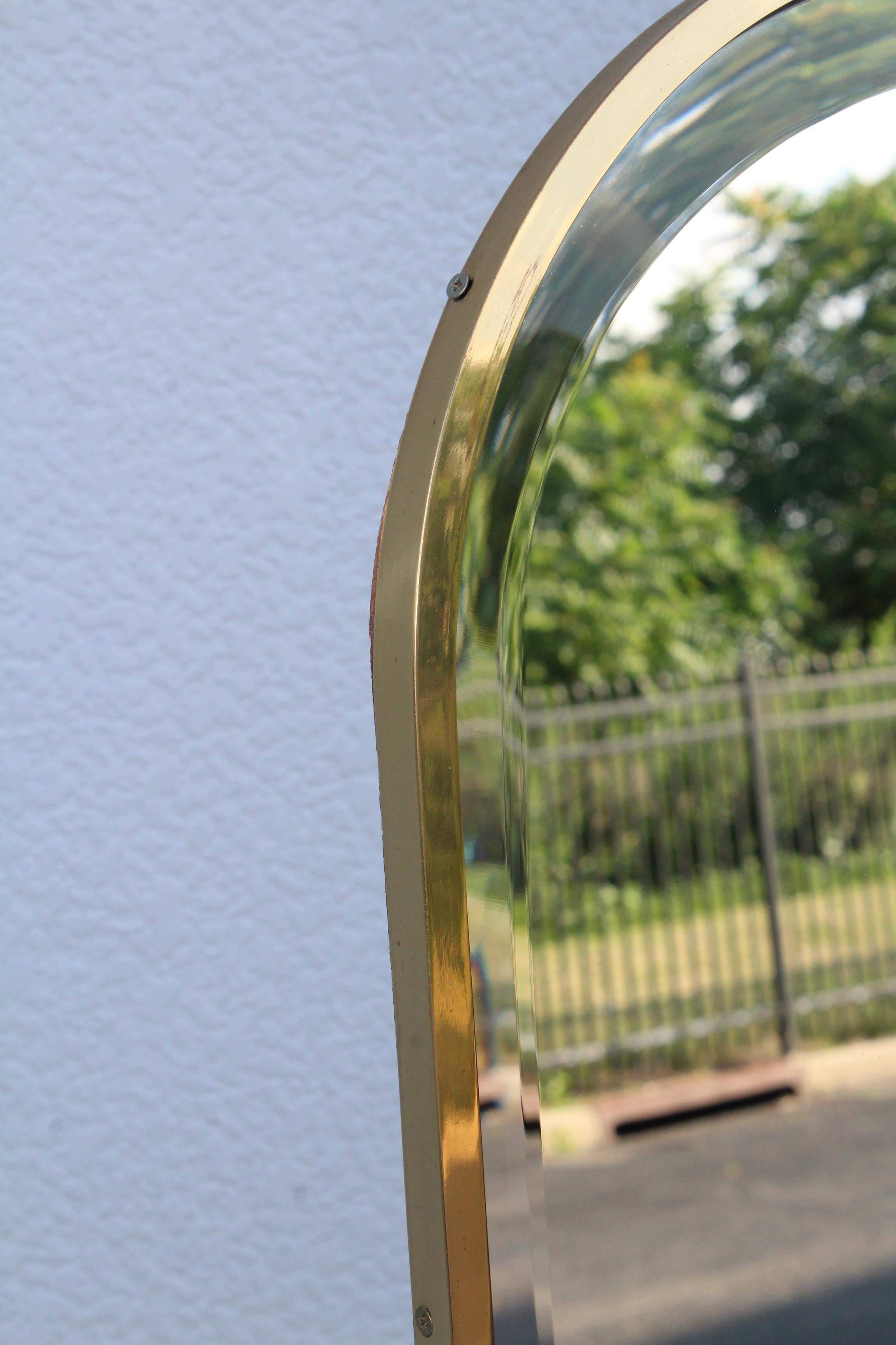 1970s Italian Brass Cheval Full Length Mirror 1