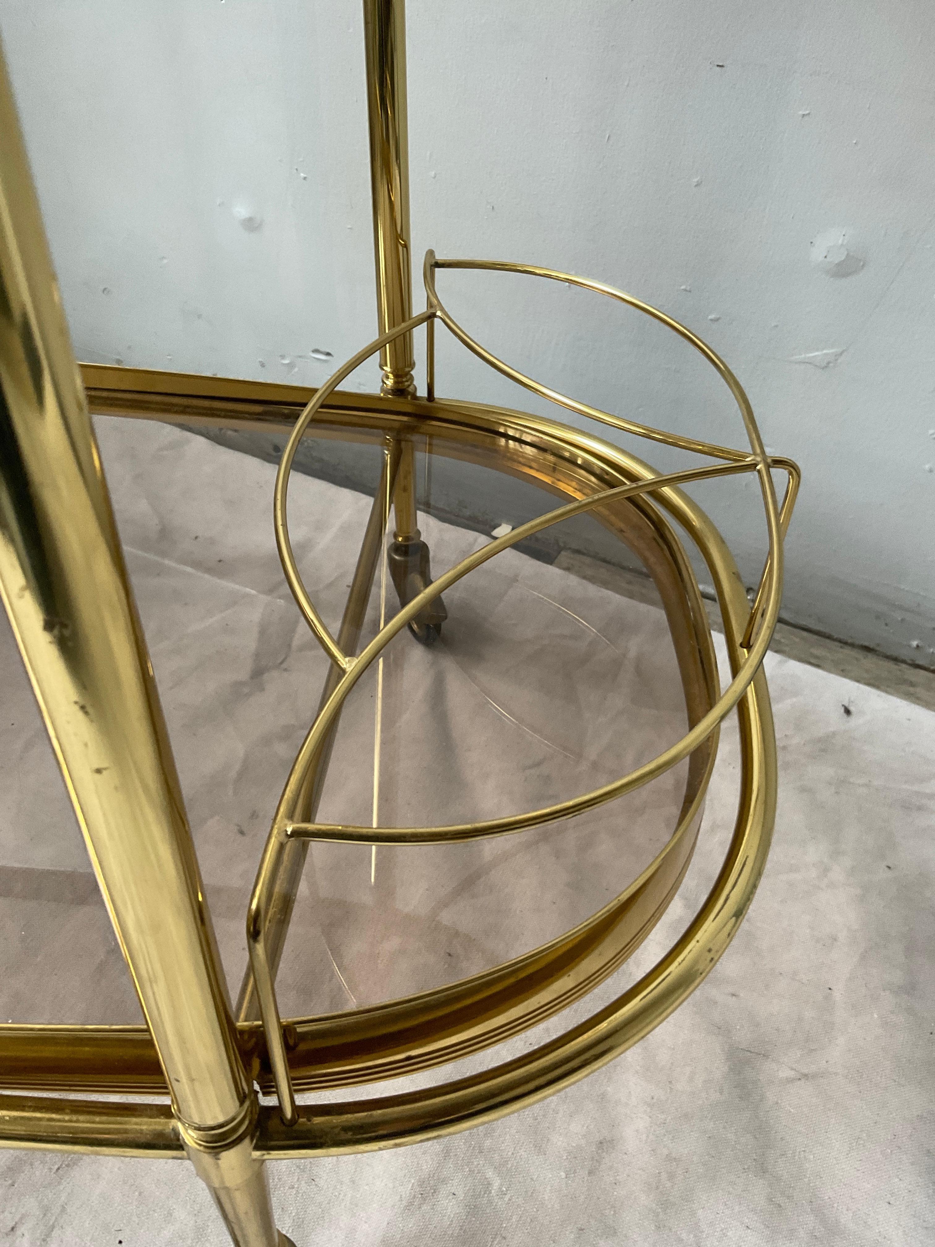 1970s Italian Brass Coated Bar Cart For Sale 7