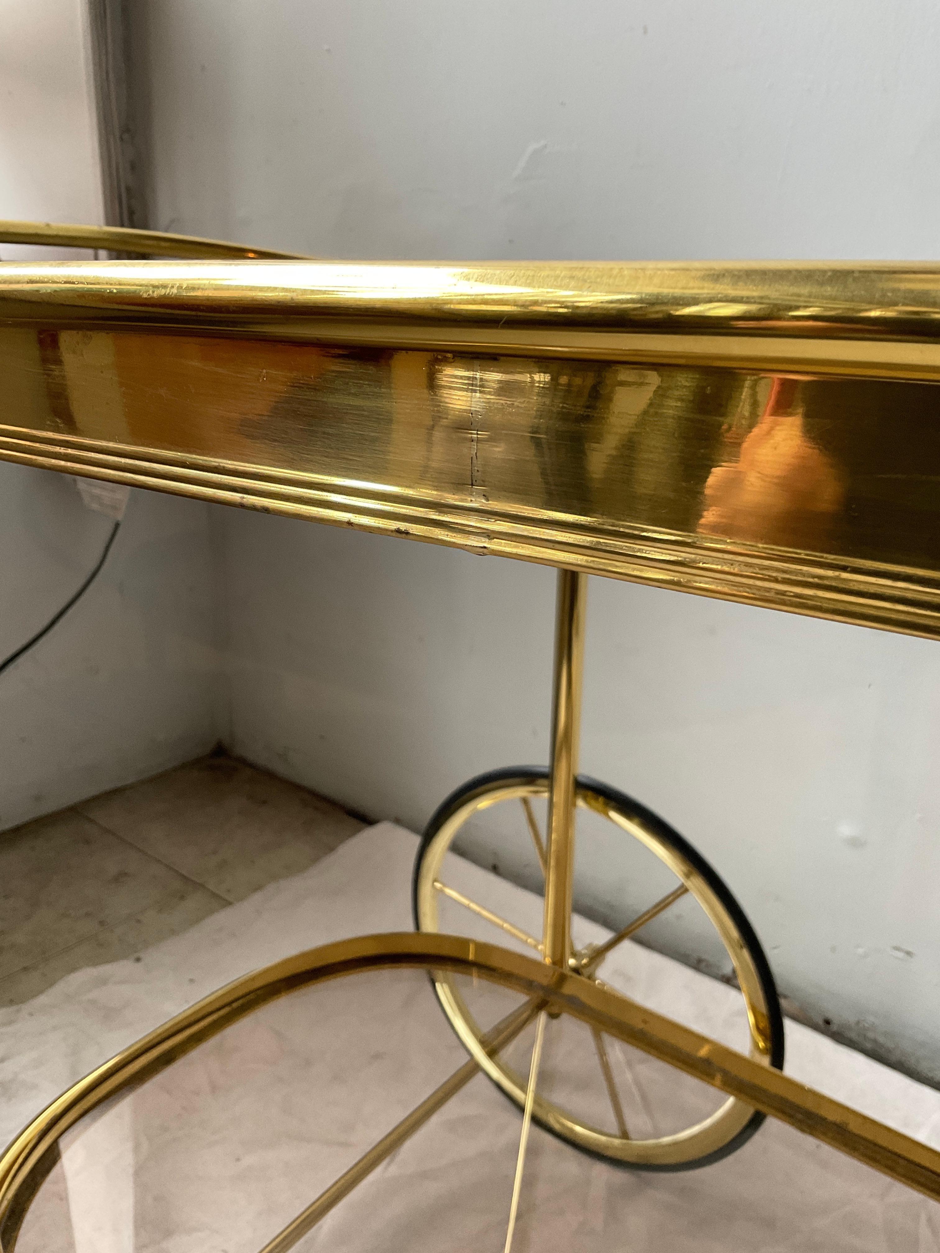 1970s Italian Brass Coated Bar Cart For Sale 9
