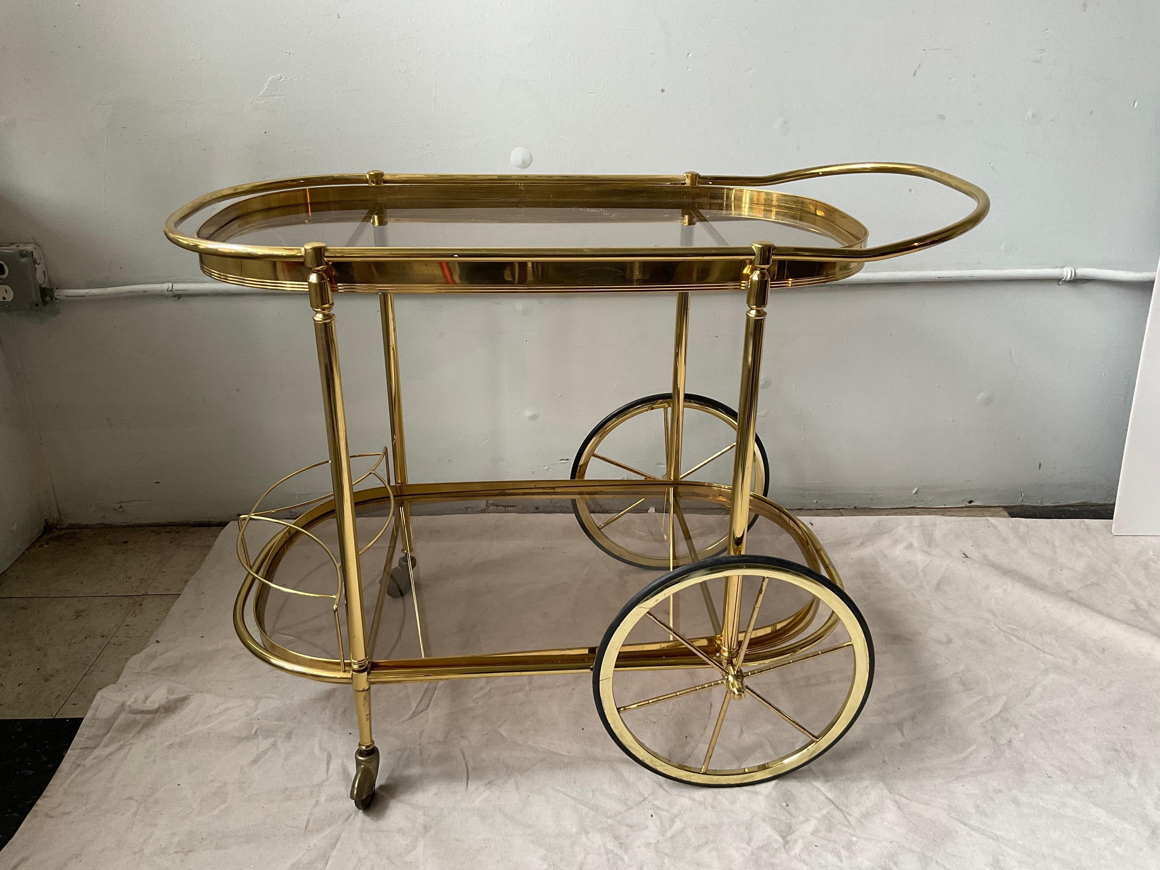 1970s Italian Brass Coated Bar Cart For Sale 2