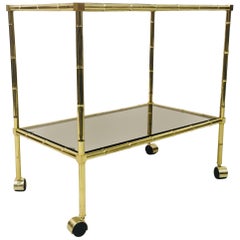 1970s Italian Brass Faux Bamboo Trolley Hollywood Regency