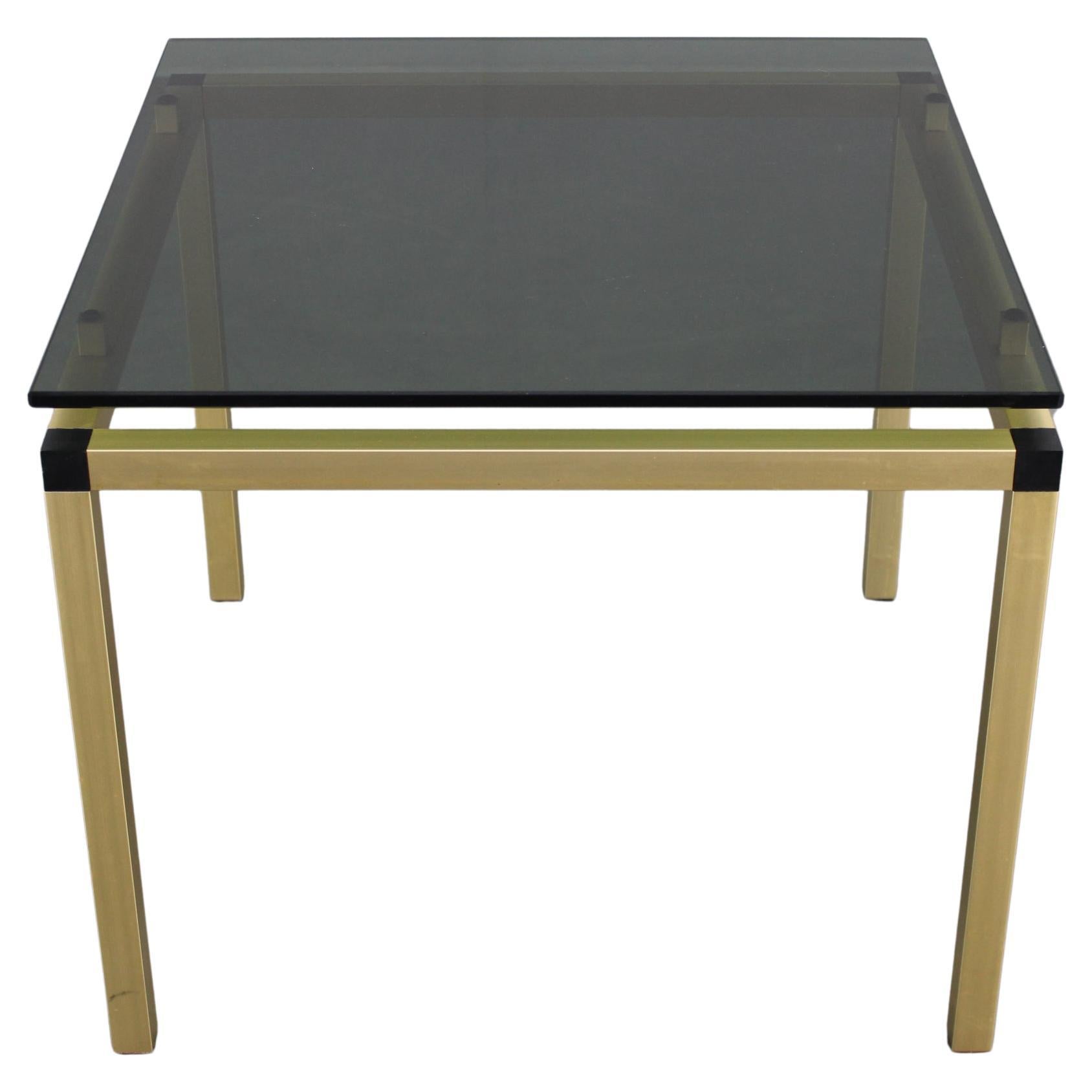 1970s Italian Brass Finish Coffee Table with Smoked Glass Top