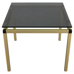 1970s Italian Brass Finish Coffee Table with Smoked Glass Top