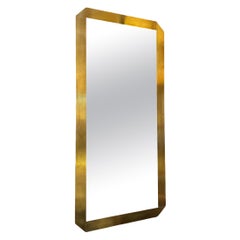 Miroir géométrique italien des années 1970 encadré de laiton