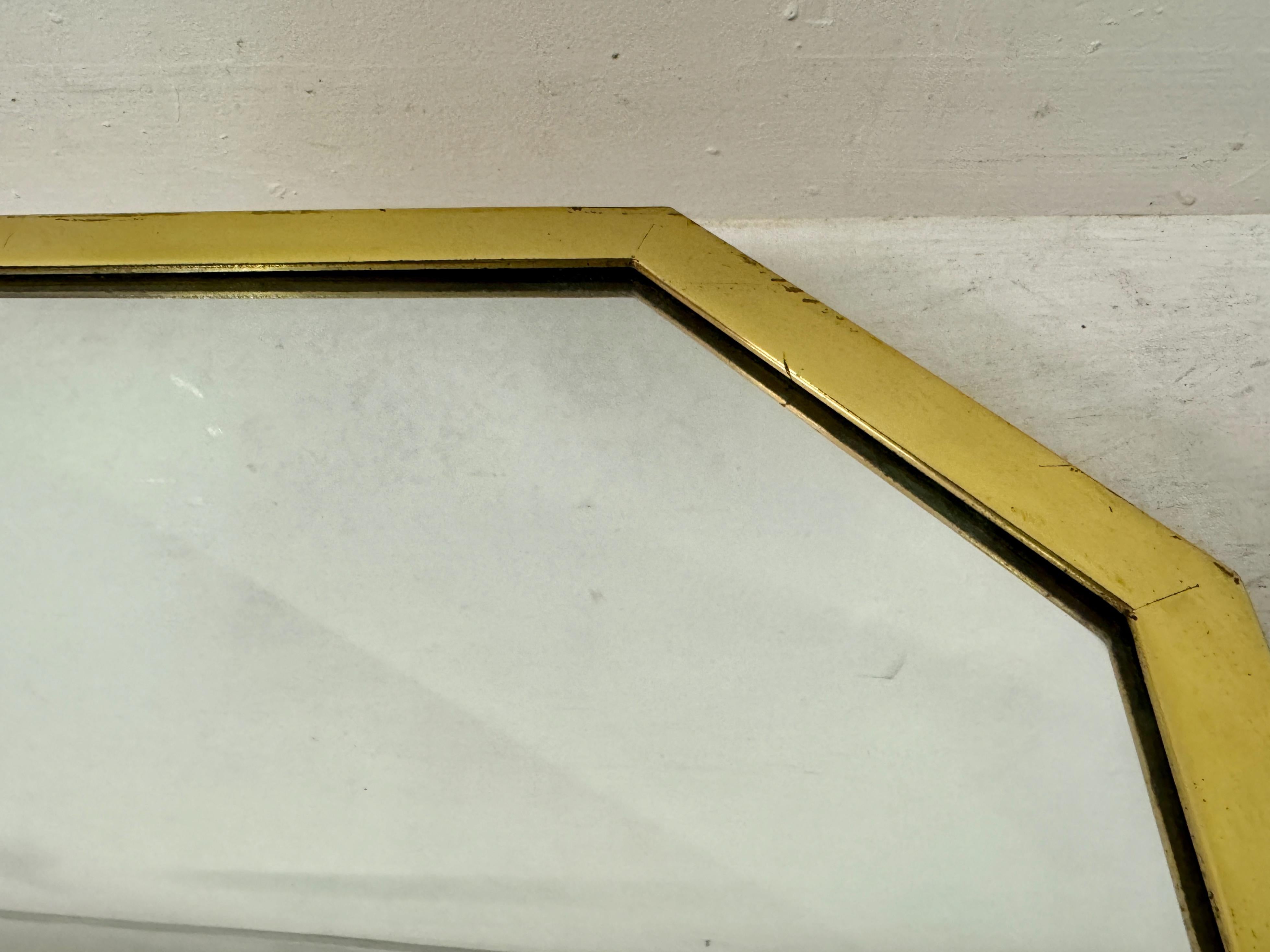 1970s Italian Brass Octagonal Mirror For Sale 6