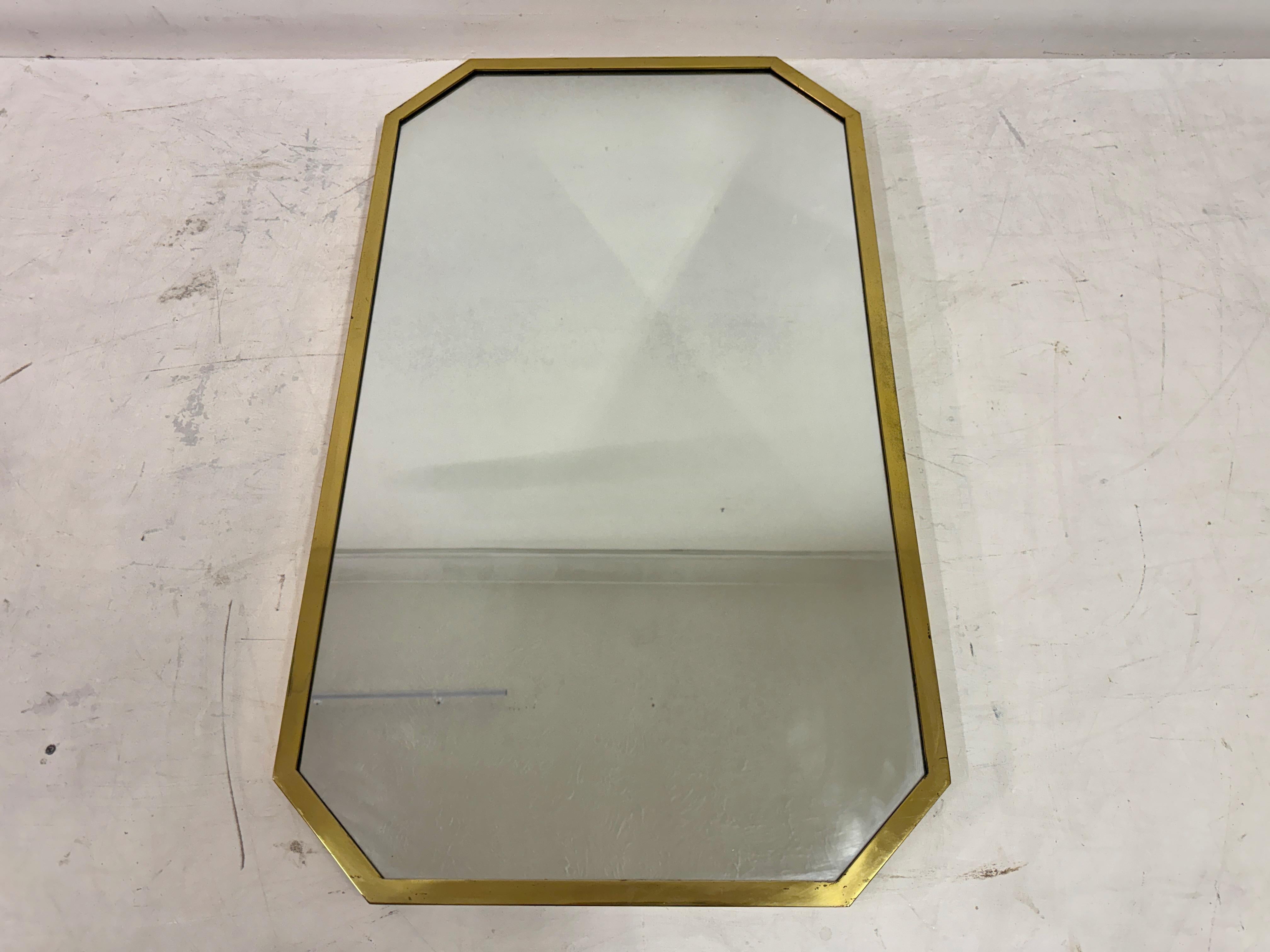 1970s Italian Brass Octagonal Mirror For Sale 8