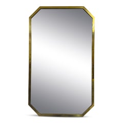 1970s Italian Brass Octagonal Mirror