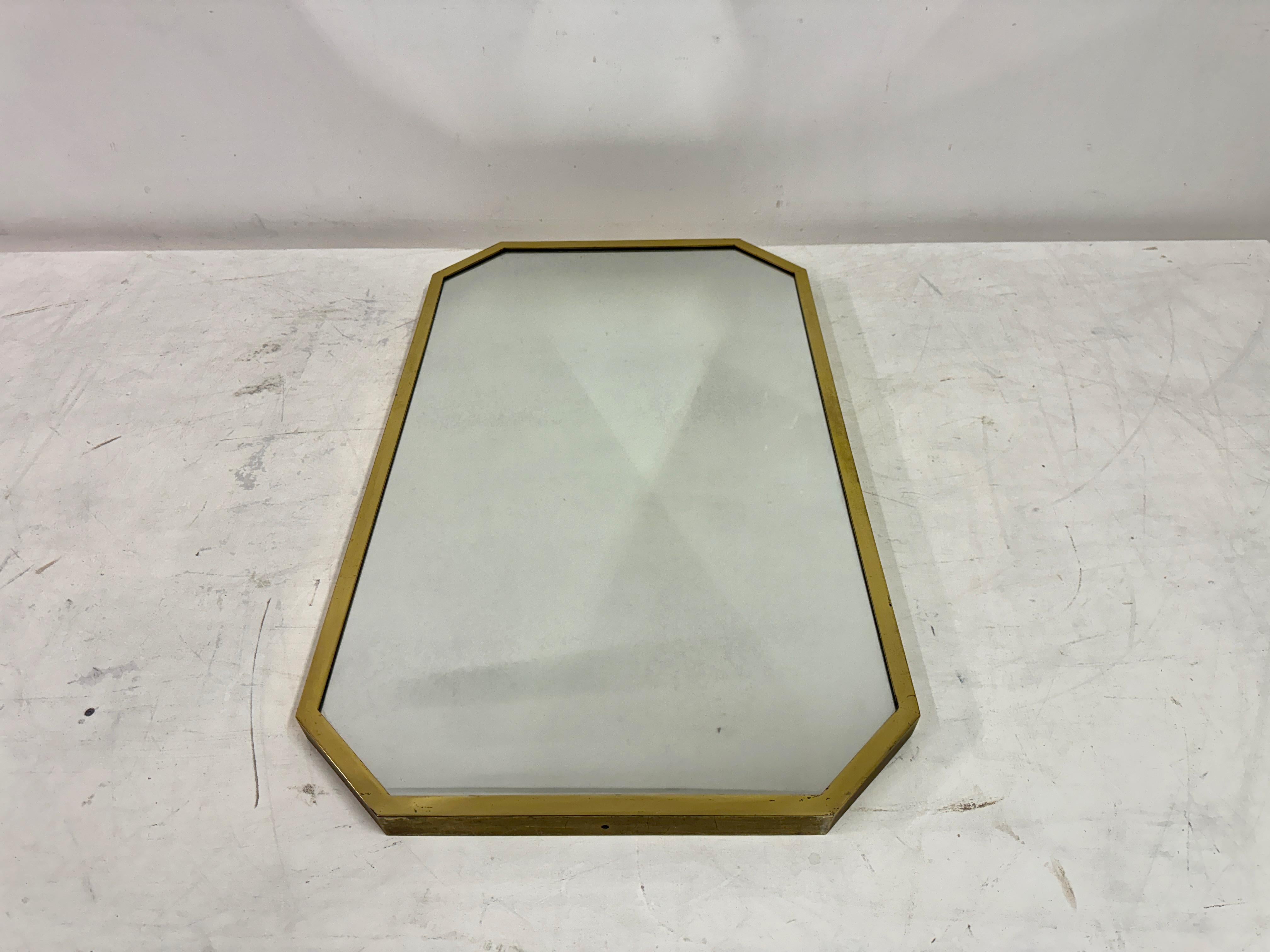 20th Century 1970s Italian Brass Octagonal Mirror For Sale