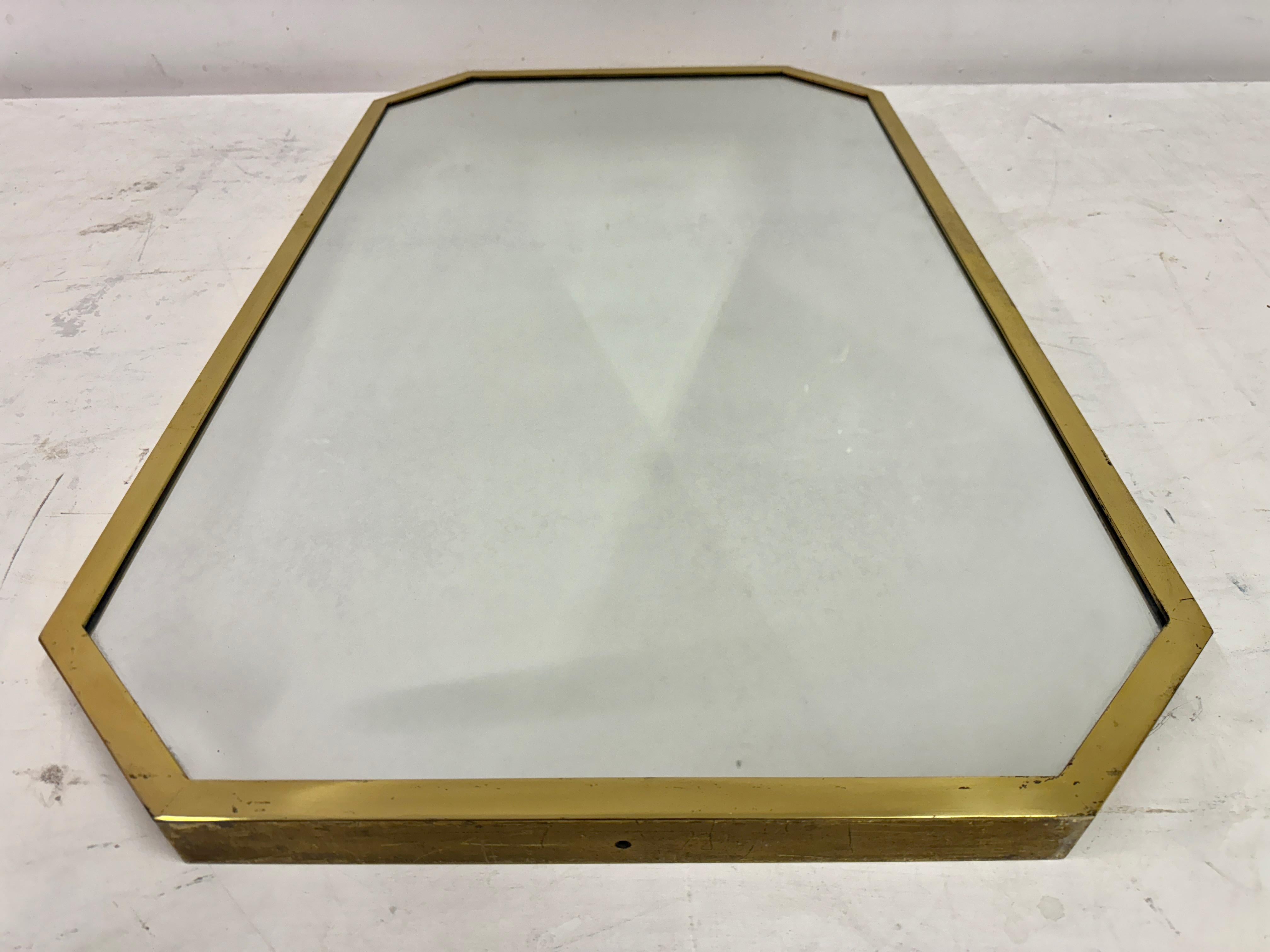 1970s Italian Brass Octagonal Mirror For Sale 1