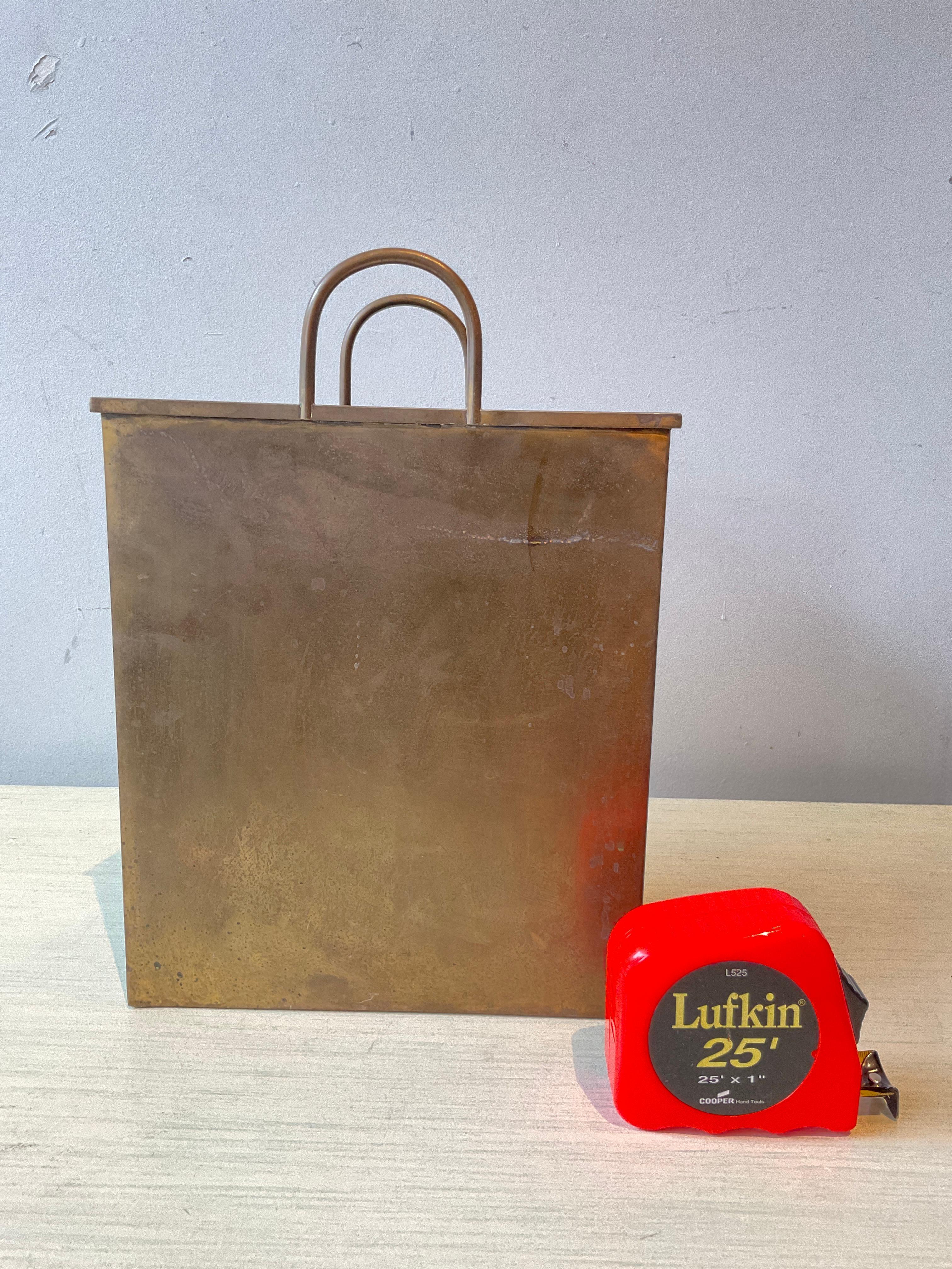 1970s Italian brass shopping bag. Marked Italy.
