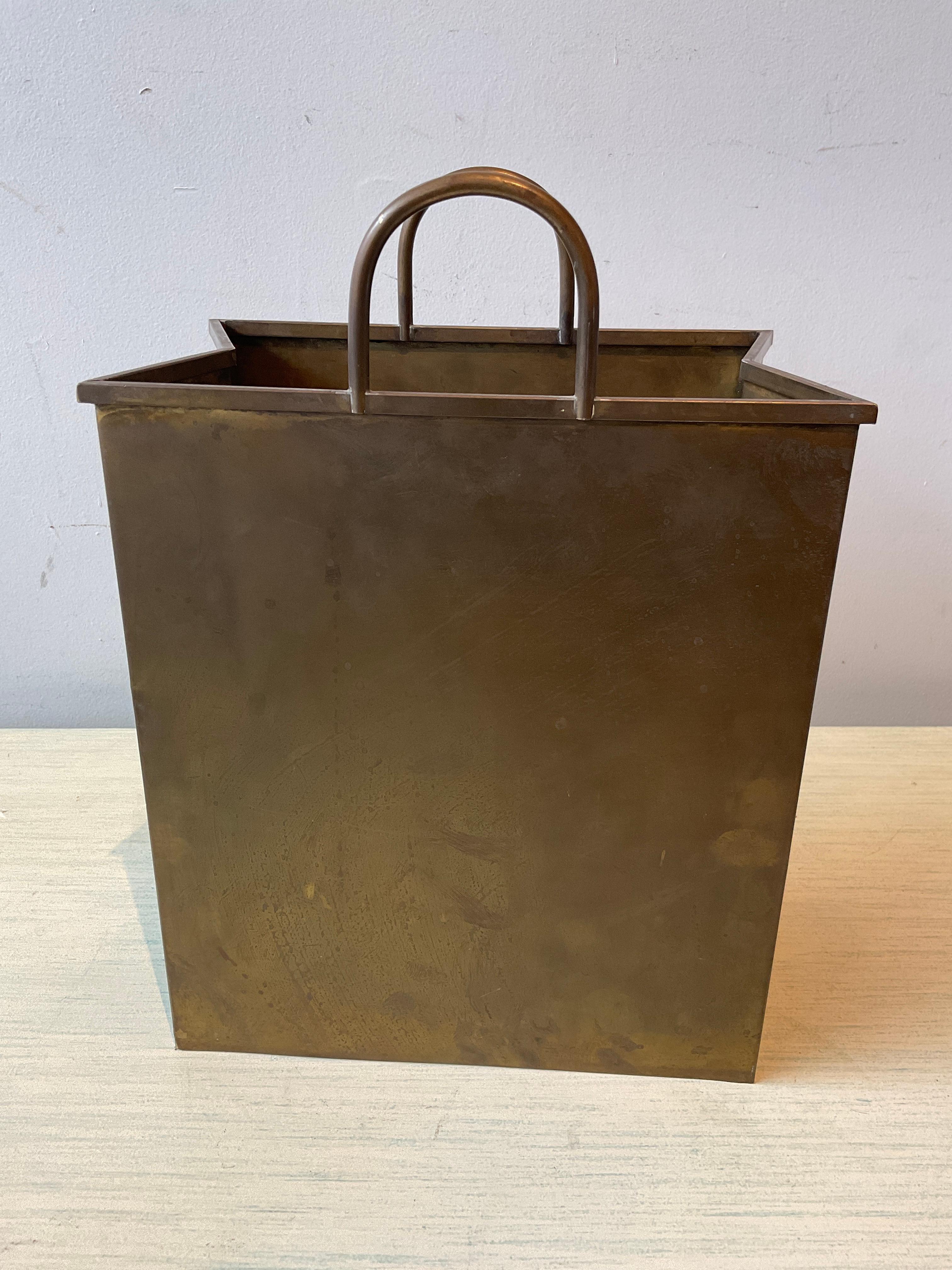 1970s Italian Brass Shopping Bag For Sale 1
