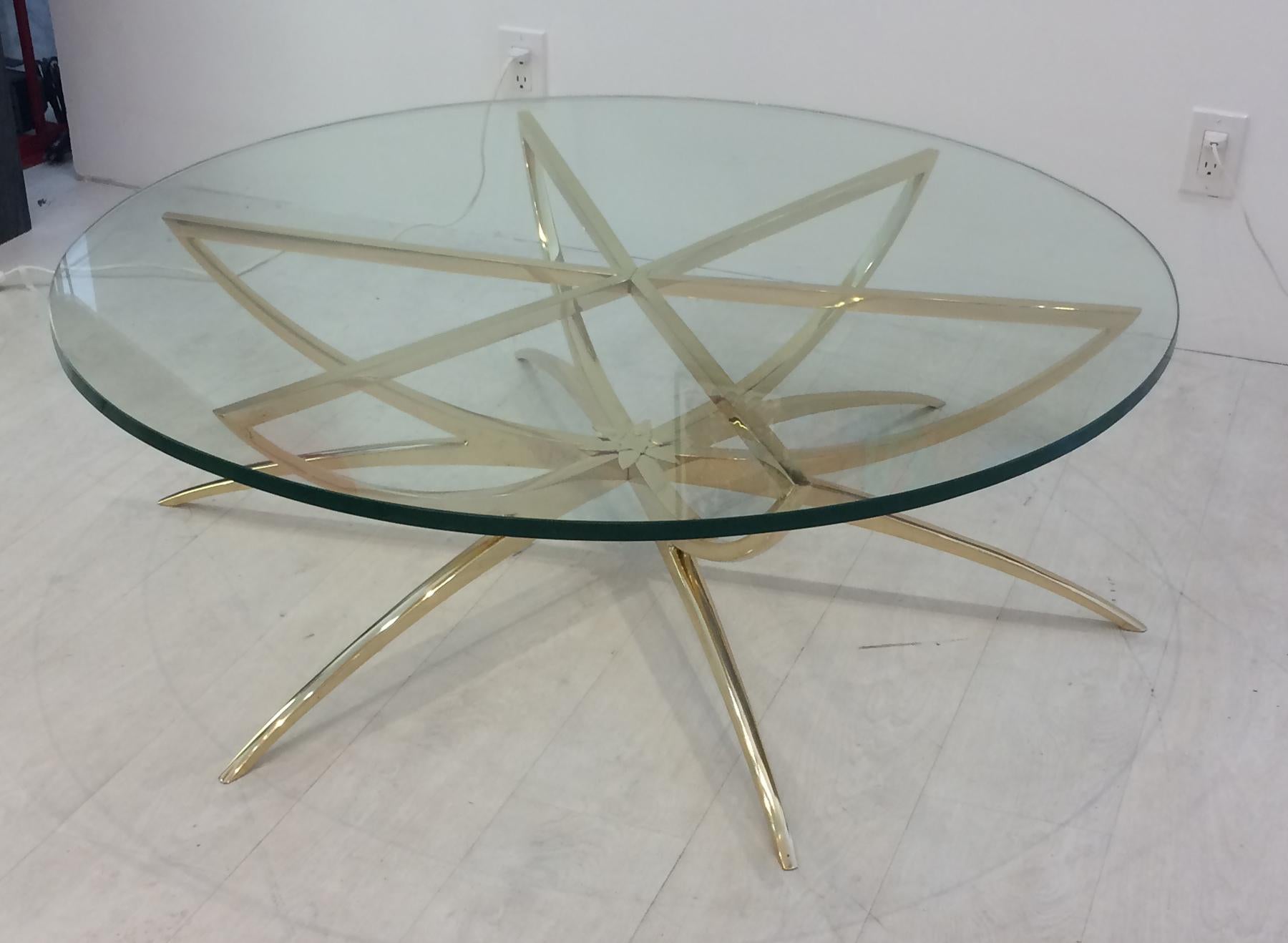 Cast 1970s Italian Brass Spider Based Cocktail Table