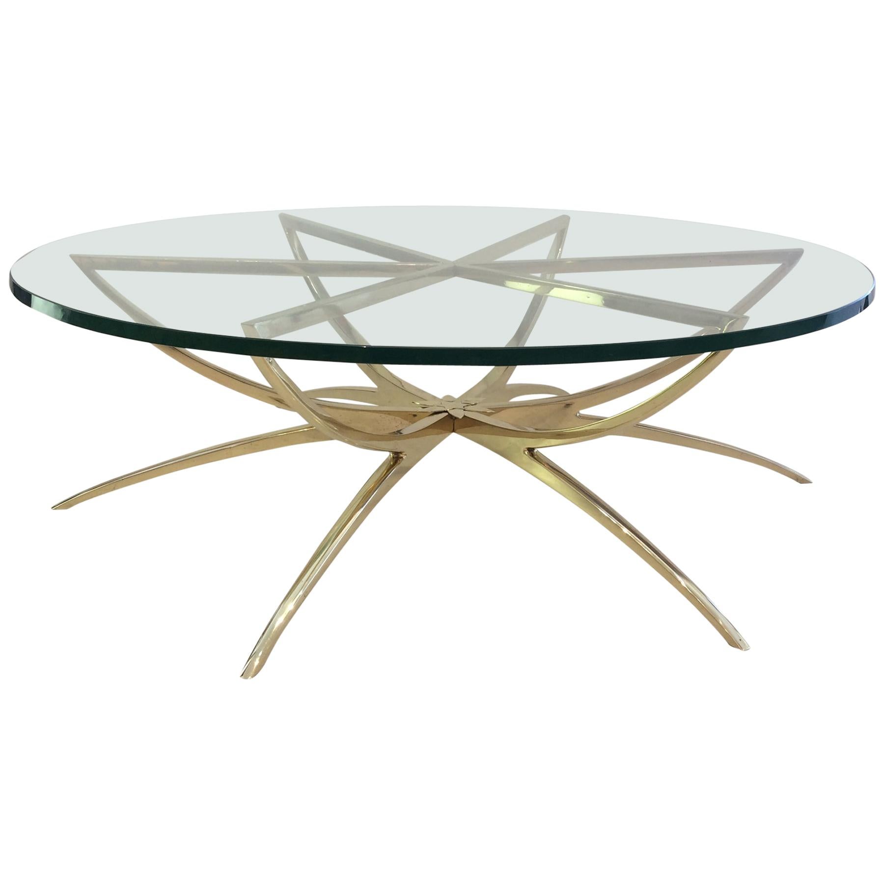 1970s Italian Brass Spider Based Cocktail Table