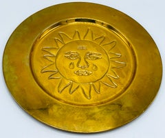 1970s Italian Brass Sun Charger Plates, Set of 6