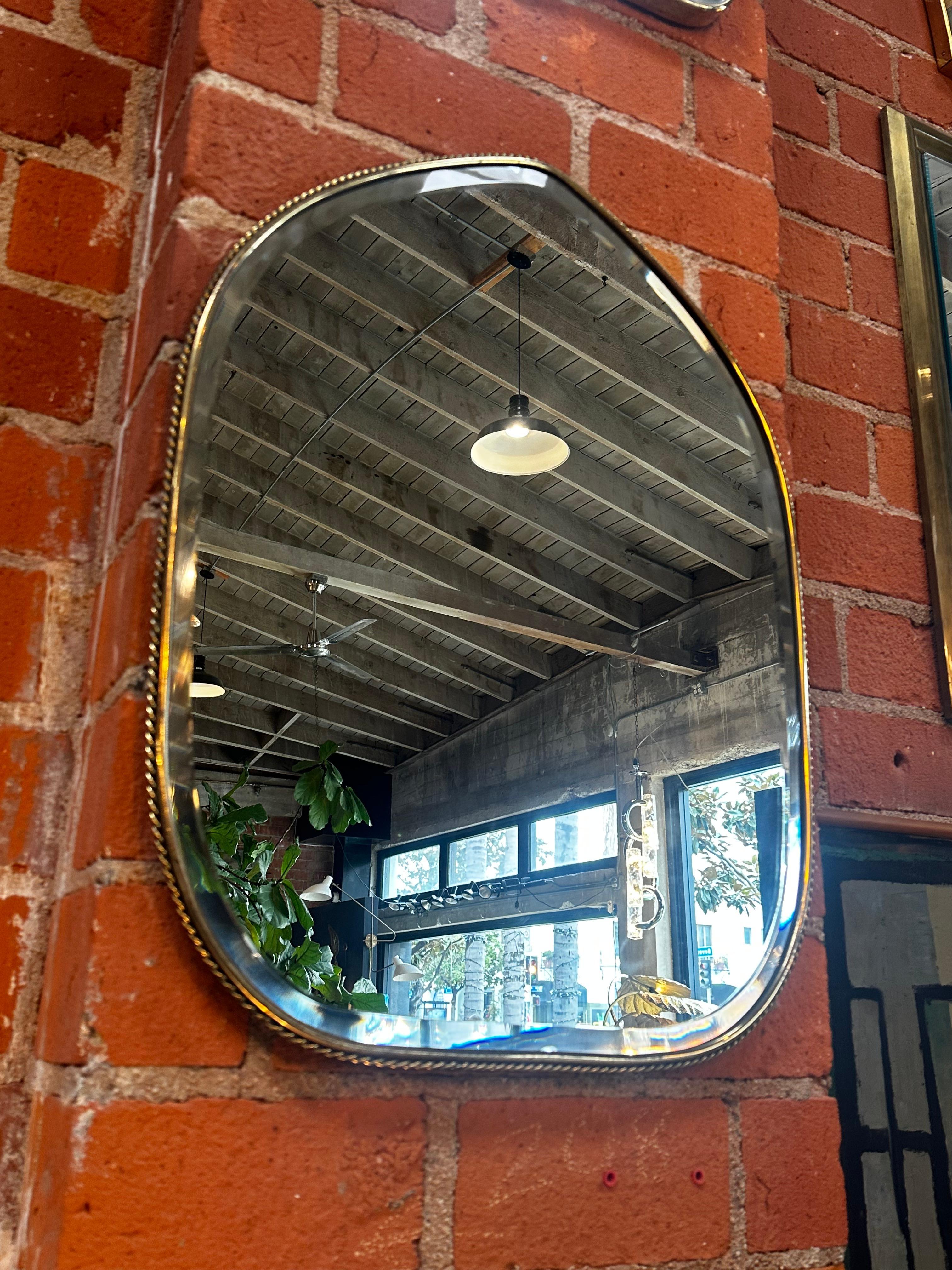 1970s Italian Brass Wall Mirror For Sale 2