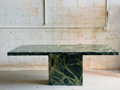 1970s Italian Bright Green Verde Guatemala Stone Rectangular Pedestal Dining Tab