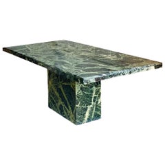 1970s Italian Bright Green Verde Guatemala Stone Rectangular Pedestal Dining Tab