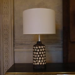 1970s, Italian Brown and Ivory Terracotta Table Lamp