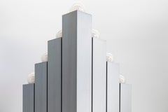 1970s Italian Brutalist 16-Bulb Brushed Aluminum Floor Lamp, Mangiarotti Style