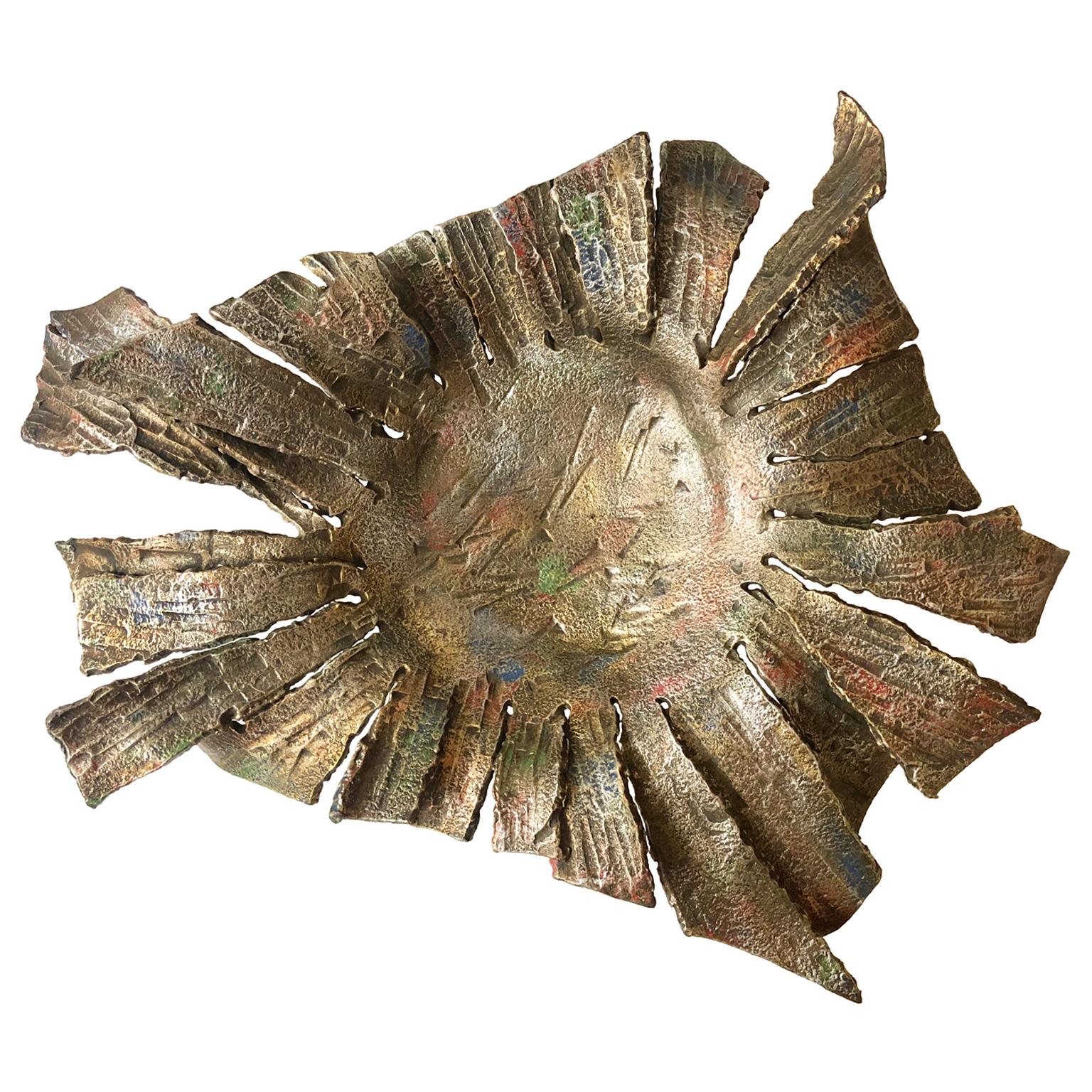 1970s Italian Brutalist Hammered Metal Petal Bowl by Salvino Marsura In Good Condition In New York, NY