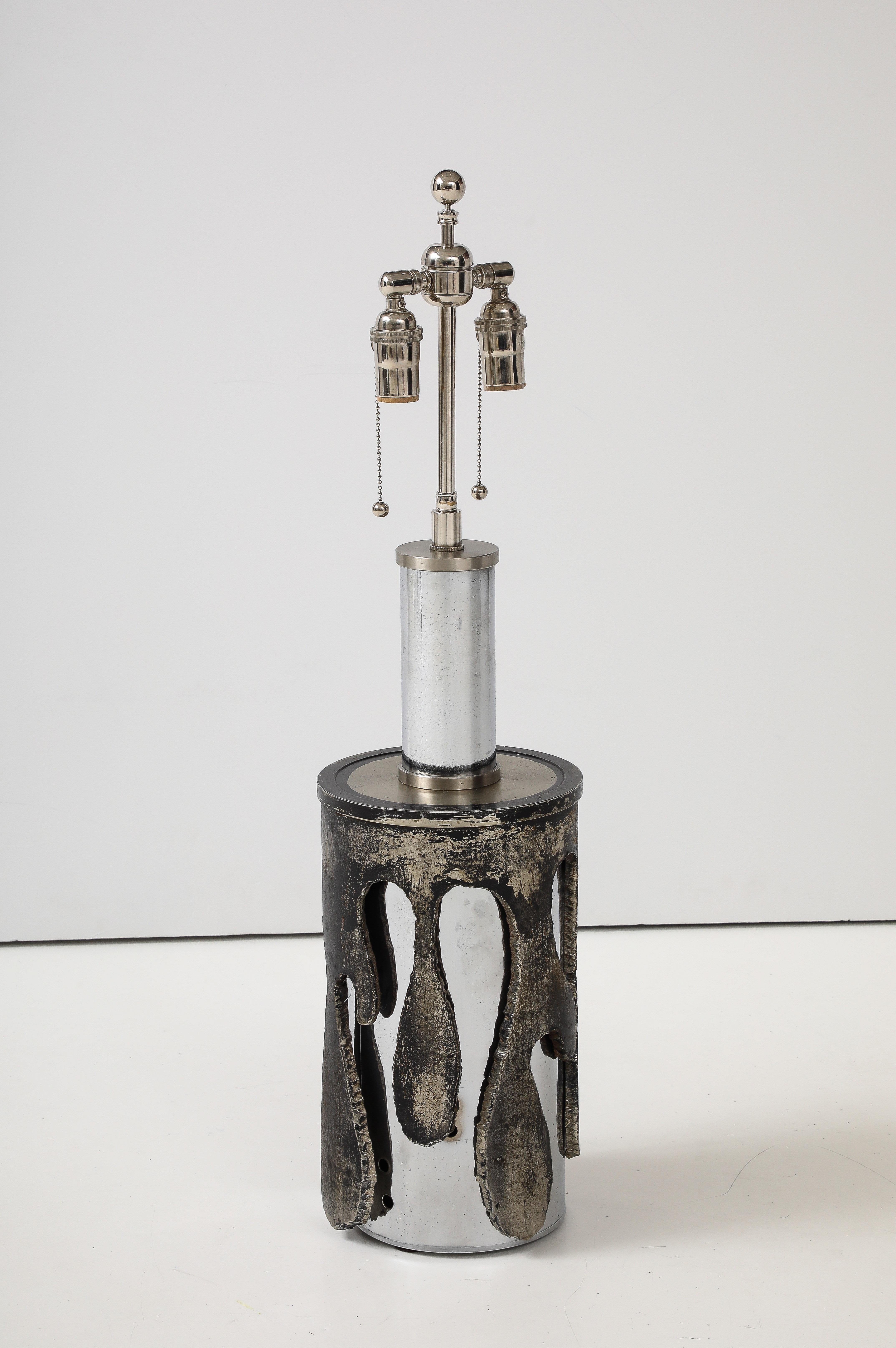 Mid-Century Modern 1970'S Italian Brutalist Steel Lamp by BANCI FIRENZE For Sale