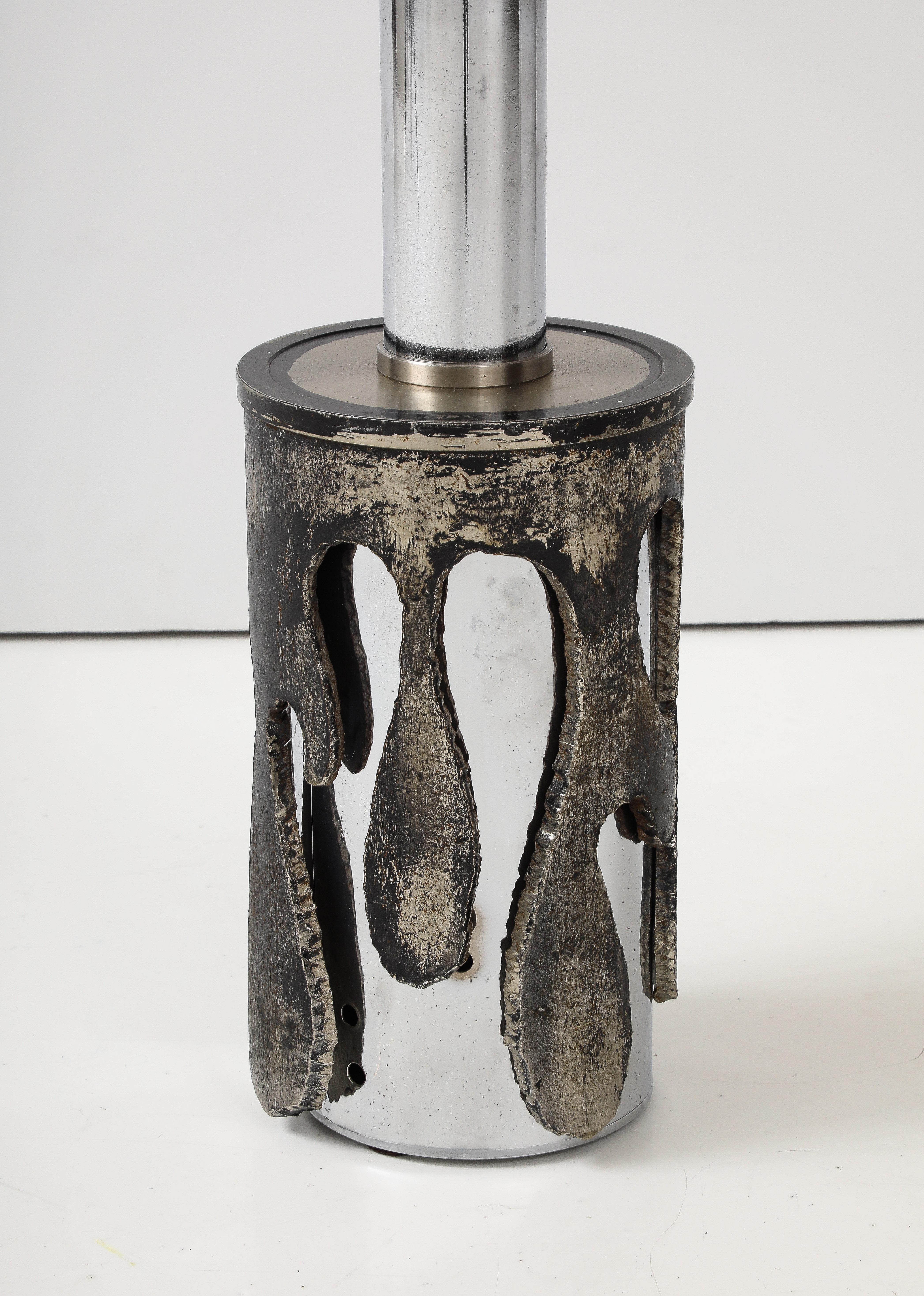 Late 20th Century 1970'S Italian Brutalist Steel Lamp by BANCI FIRENZE For Sale