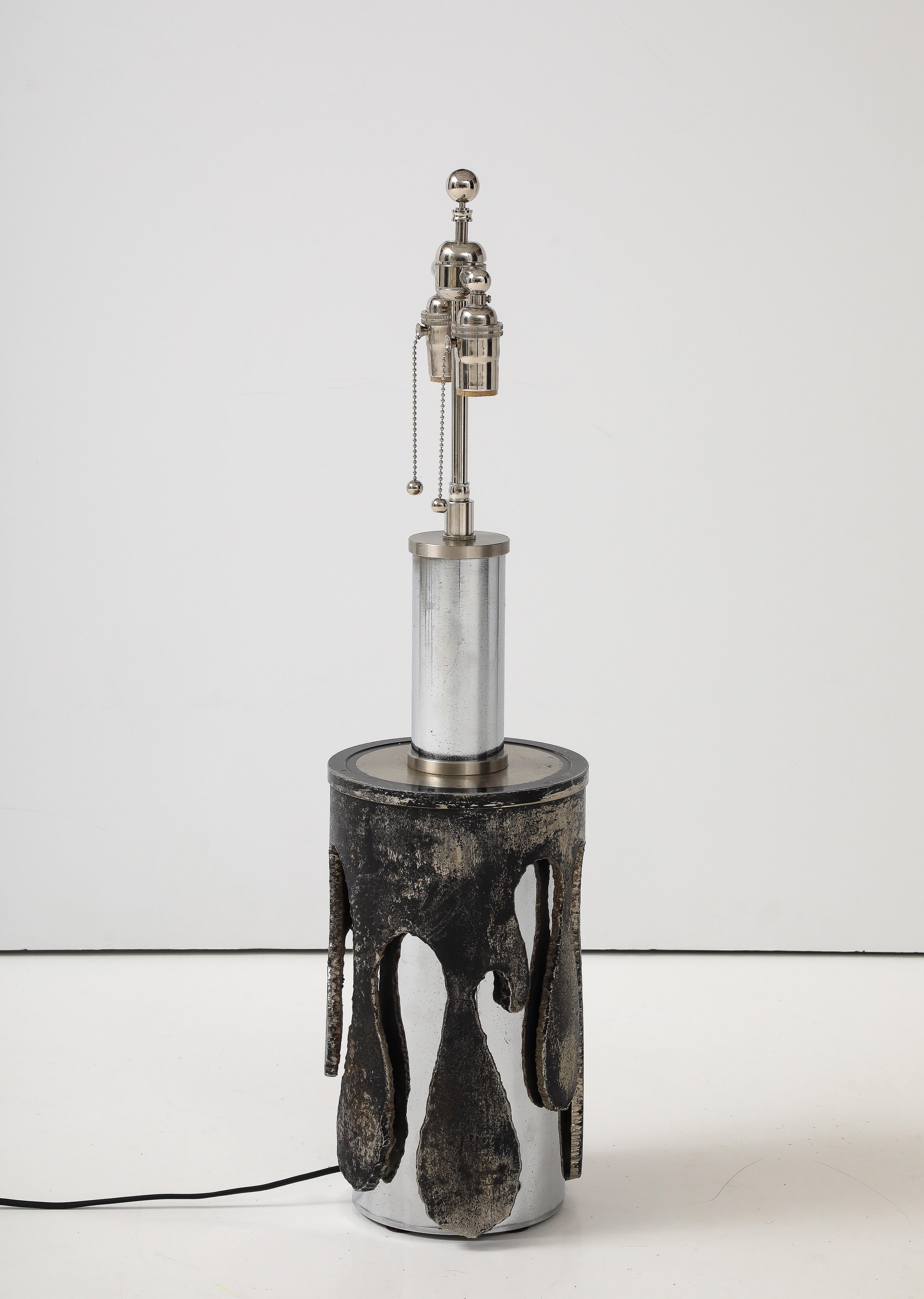1970'S Italian Brutalist Steel Lamp by BANCI FIRENZE For Sale 2