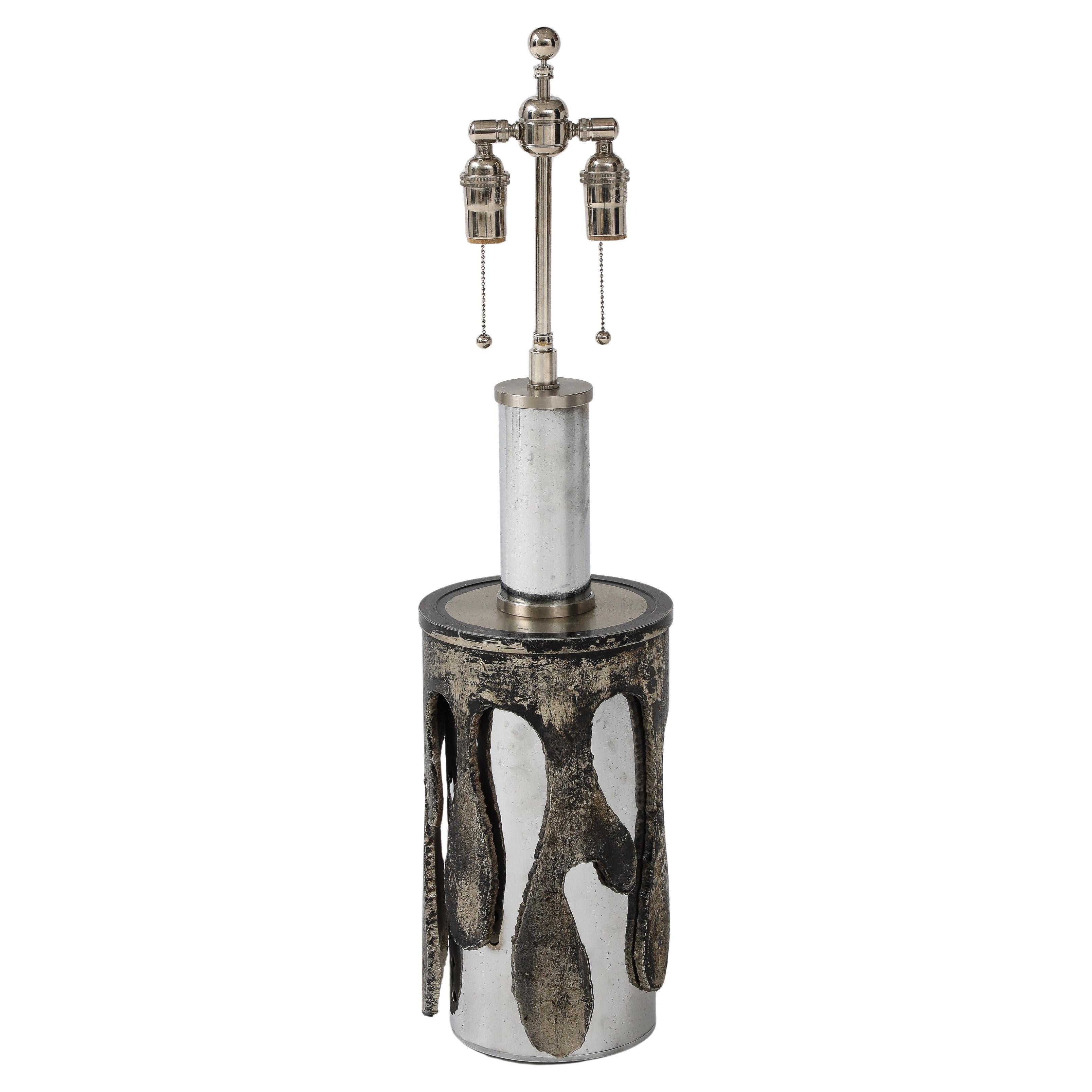 1970'S Italian Brutalist Steel Lamp by BANCI FIRENZE For Sale