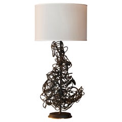 1970
s Italian Brutalist Steel Wire Table Lamp