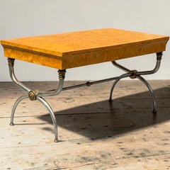 1970s Italian Burl Wood Neo-Classical Maison Jansen Style Desk For Bloomingdales