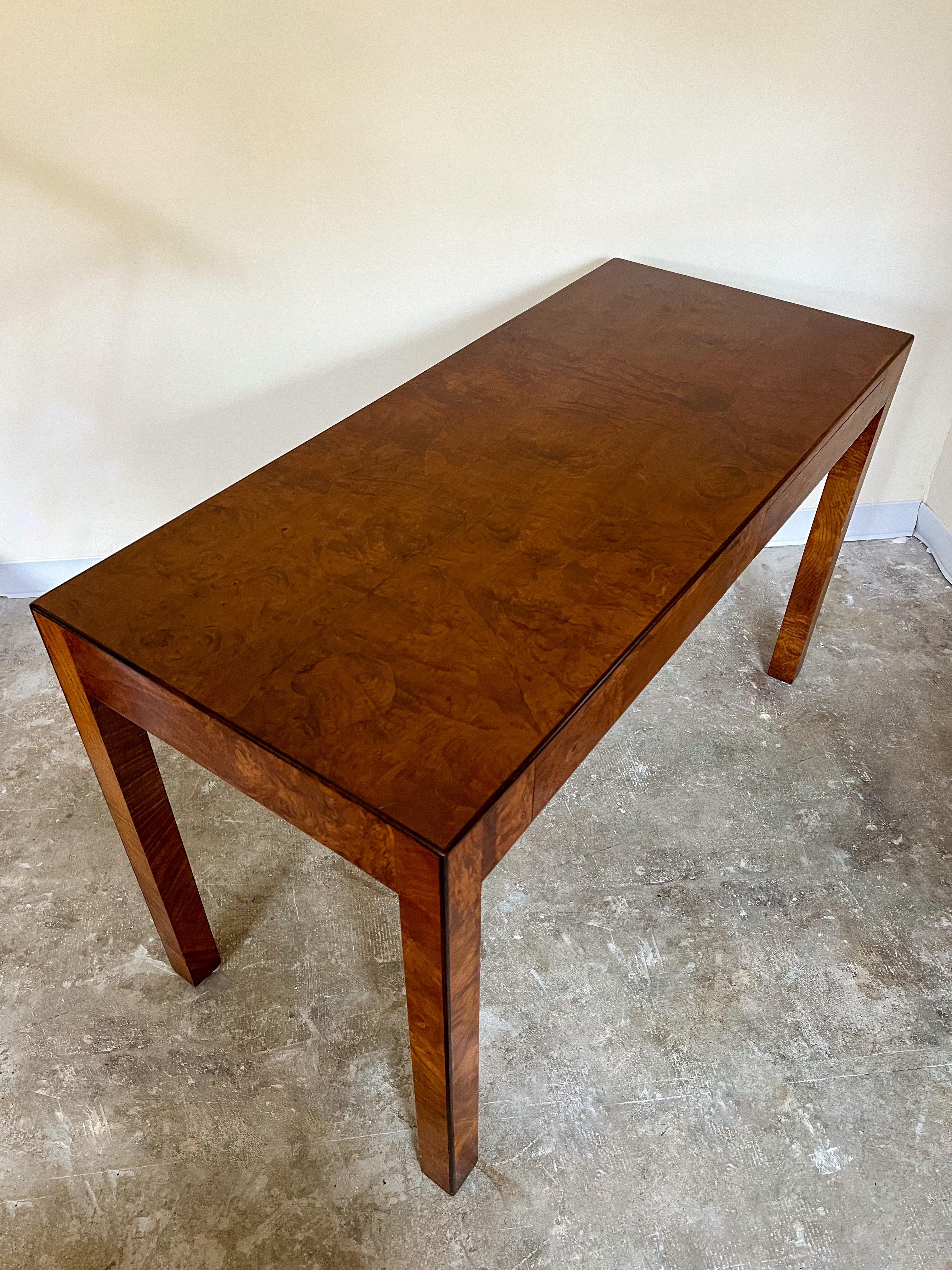 1970s Italian Burl-Wood Parsons Console/Desk 5