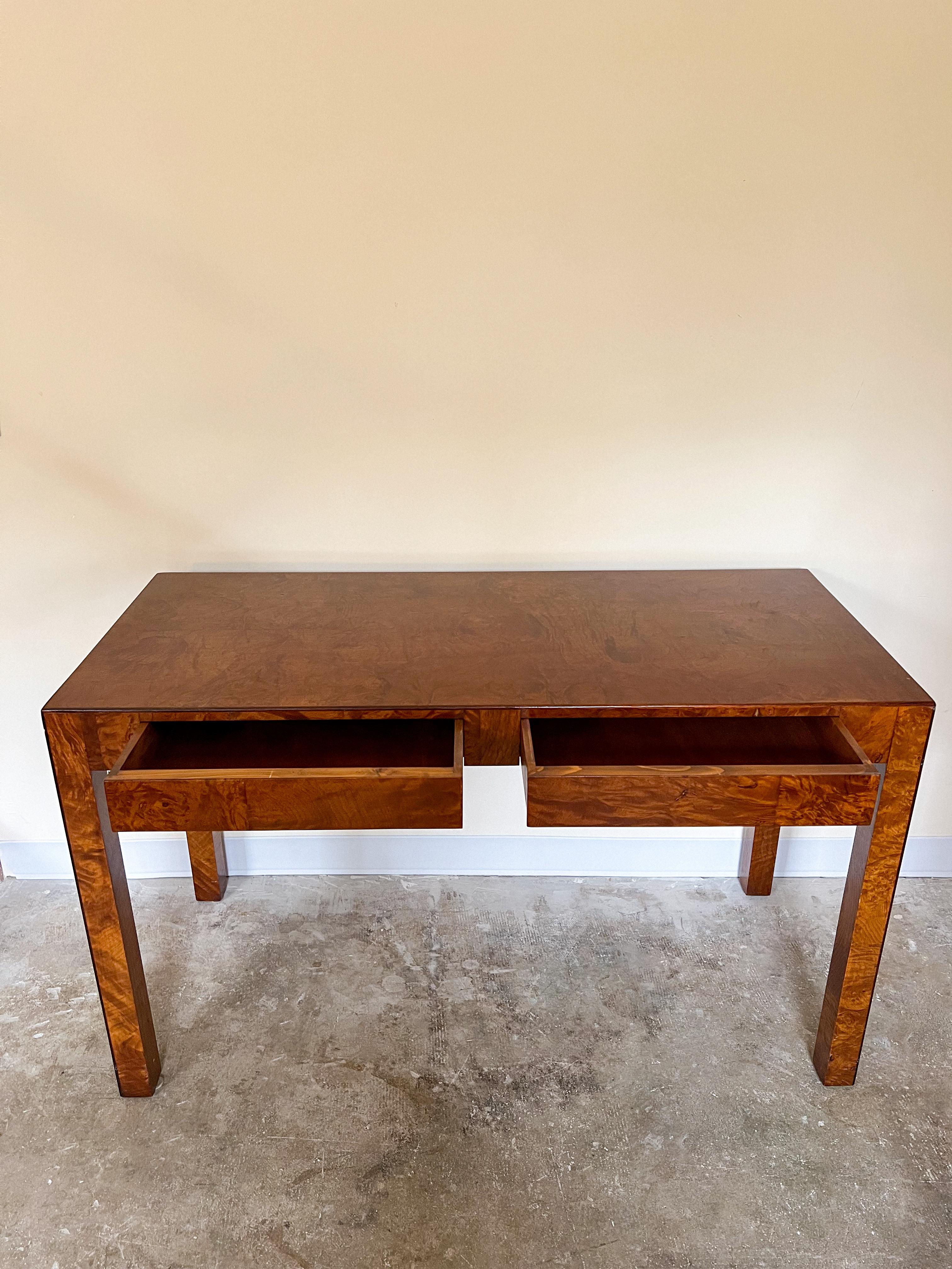 1970s Italian Burl-Wood Parsons Console/Desk 7