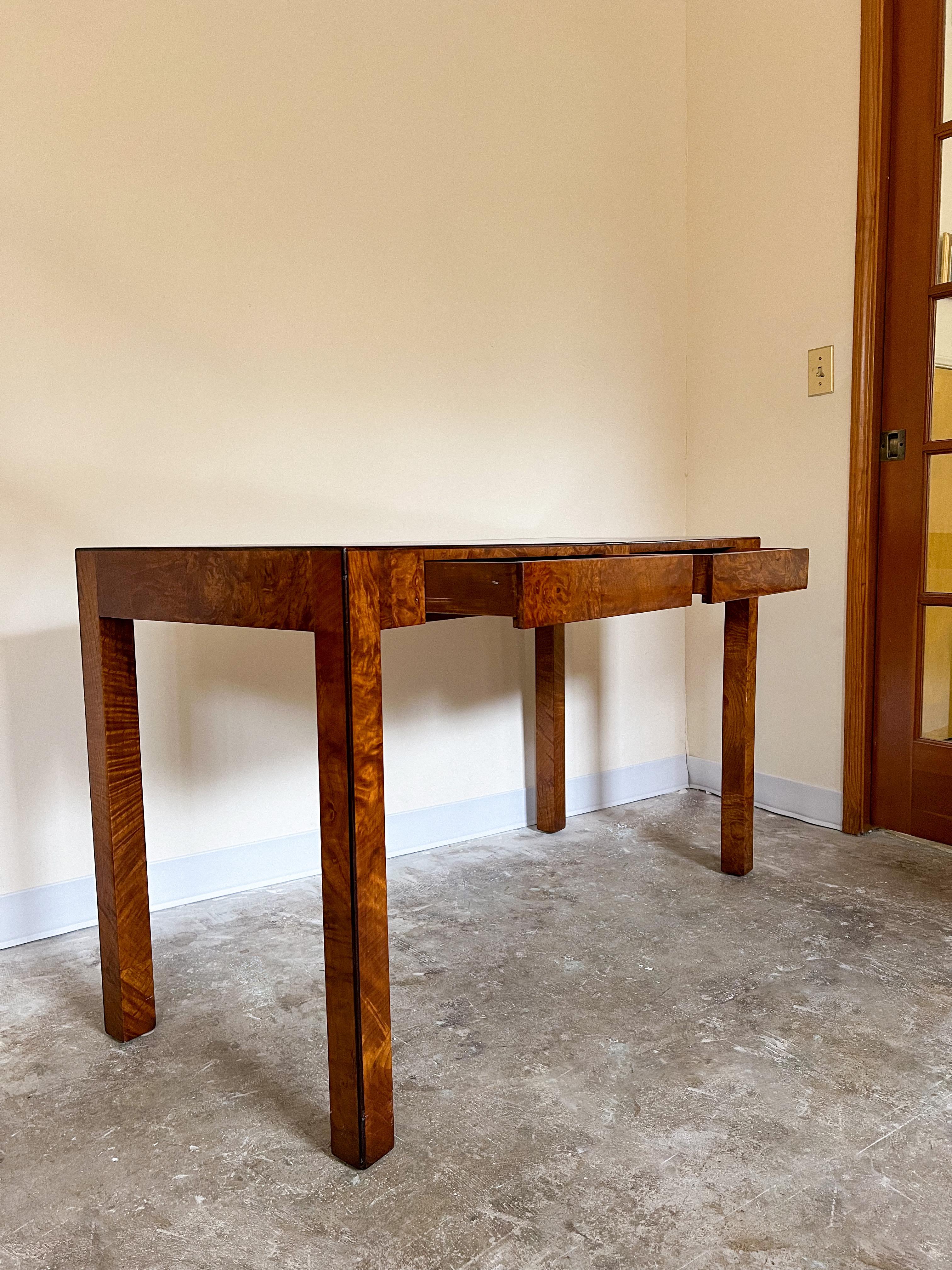 1970s Italian Burl-Wood Parsons Console/Desk 8
