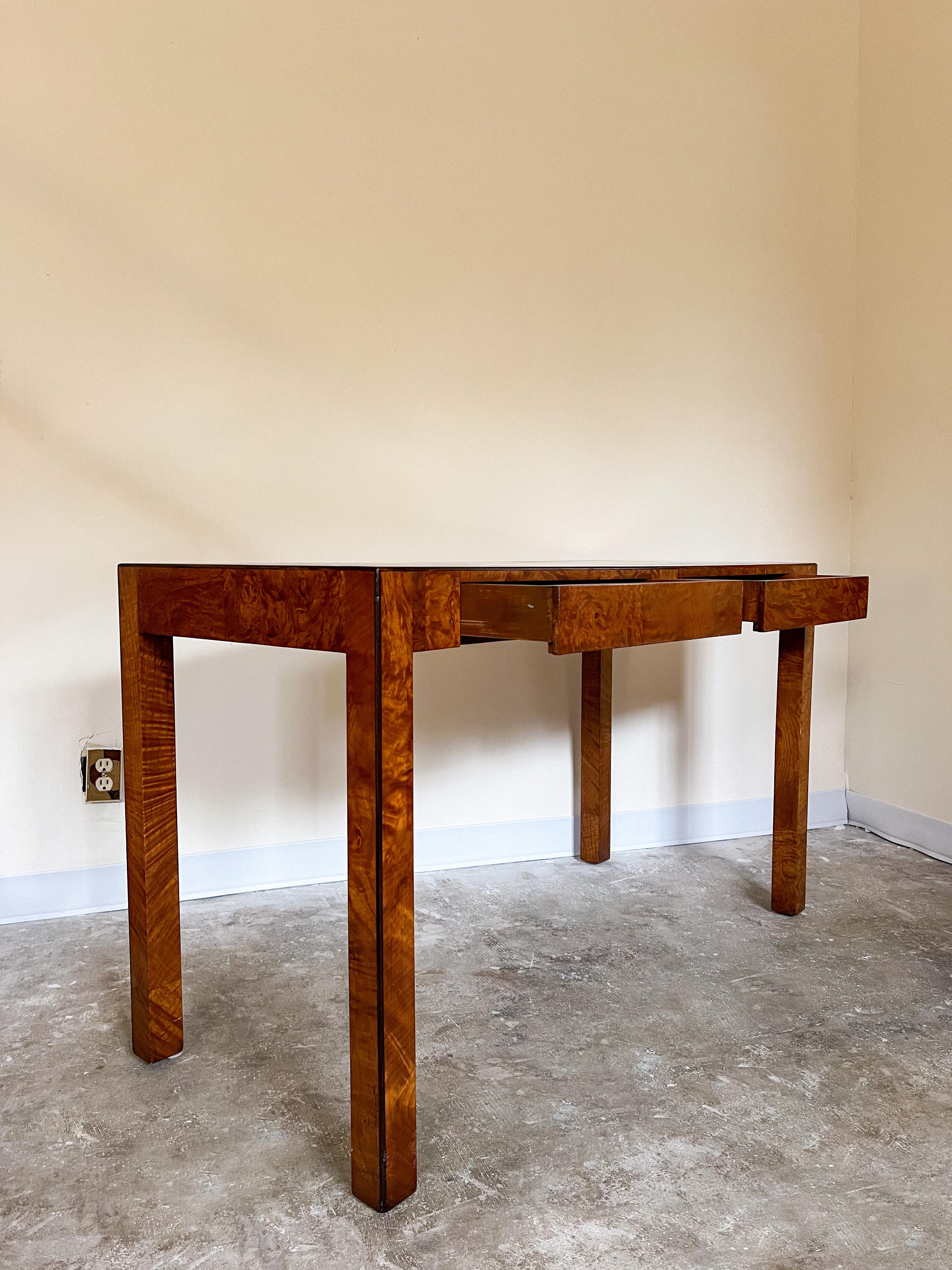 1970s Italian Burl-Wood Parsons Console/Desk 9