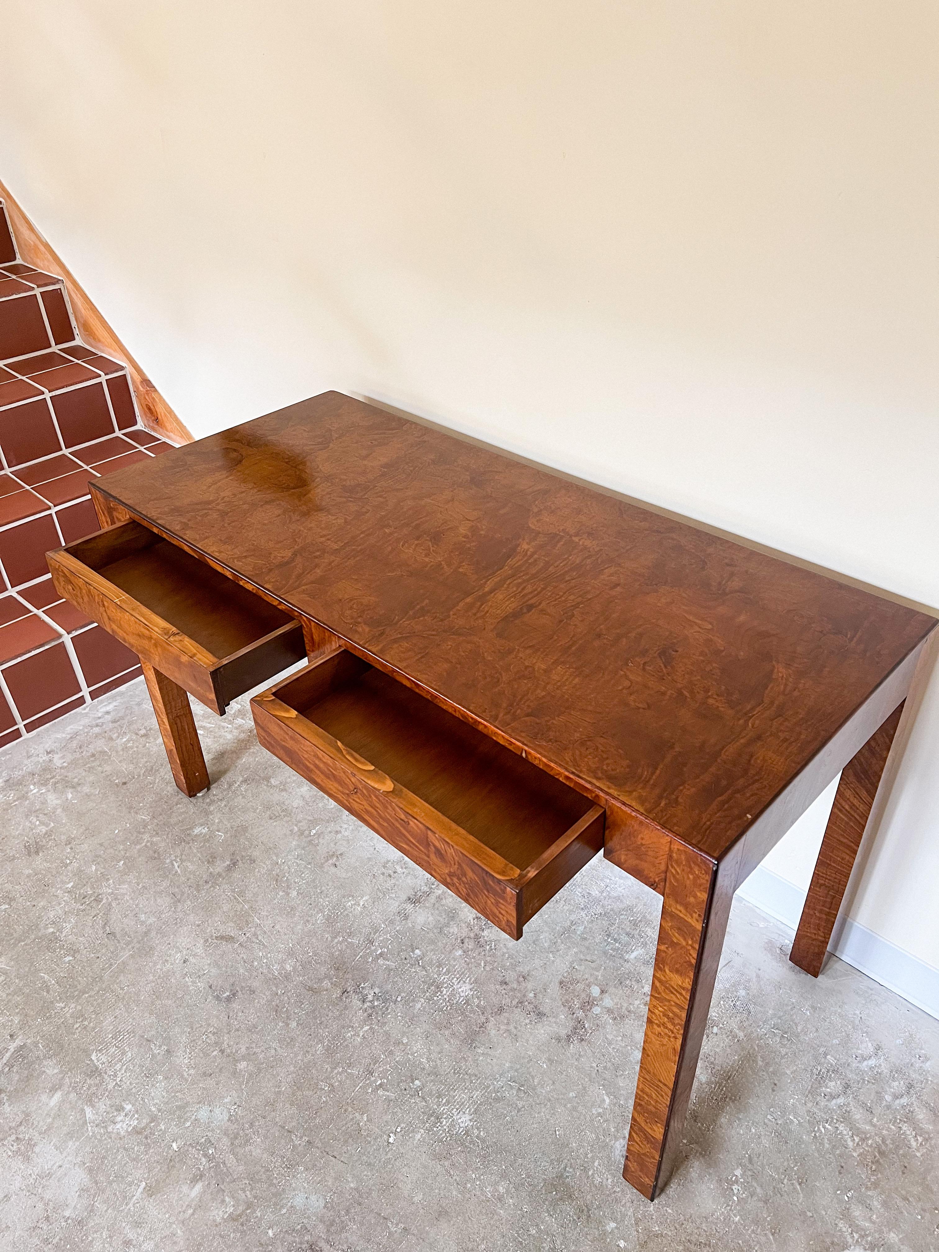 1970s Italian Burl-Wood Parsons Console/Desk 10
