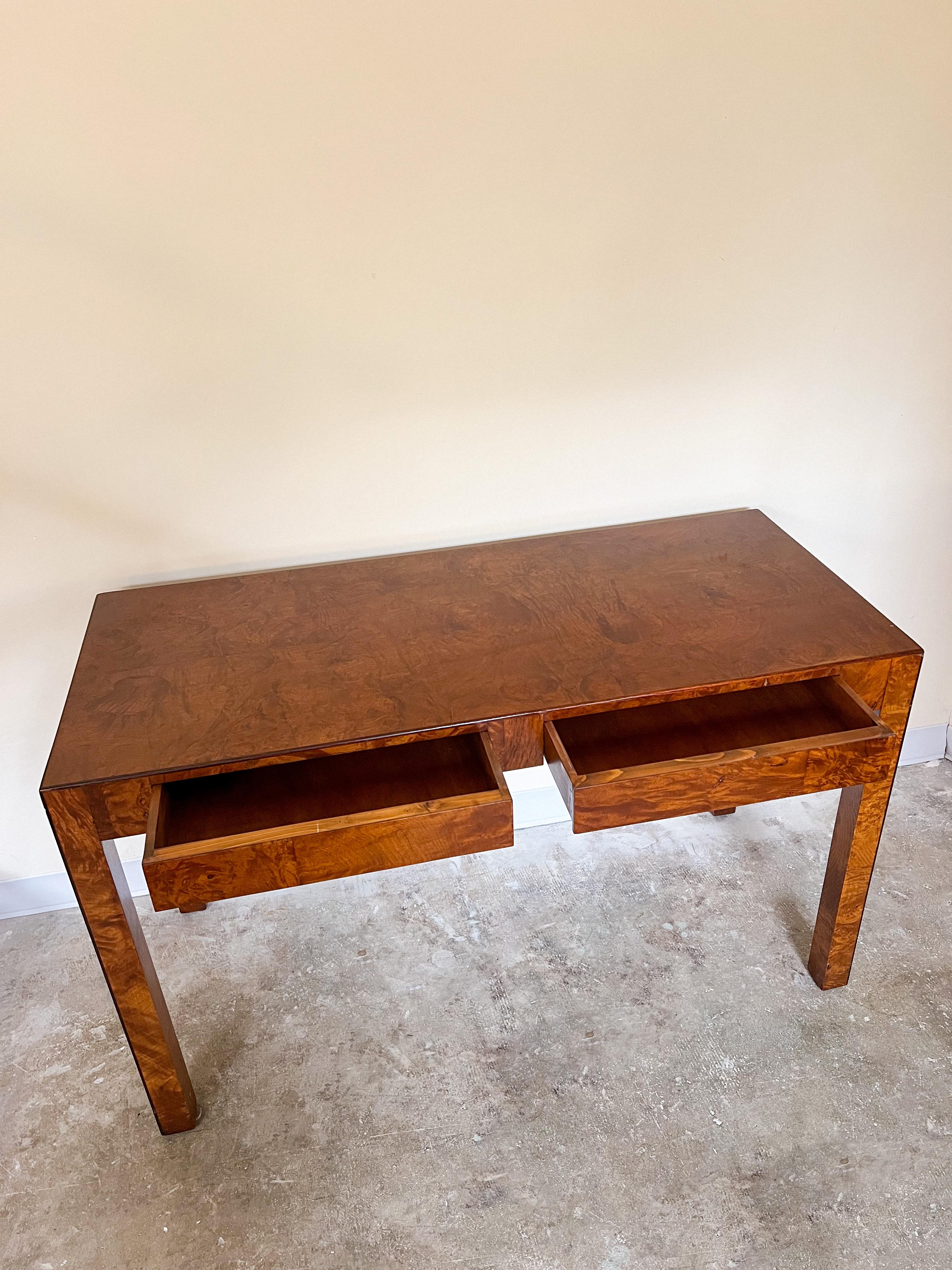 1970s Italian Burl-Wood Parsons Console/Desk 11