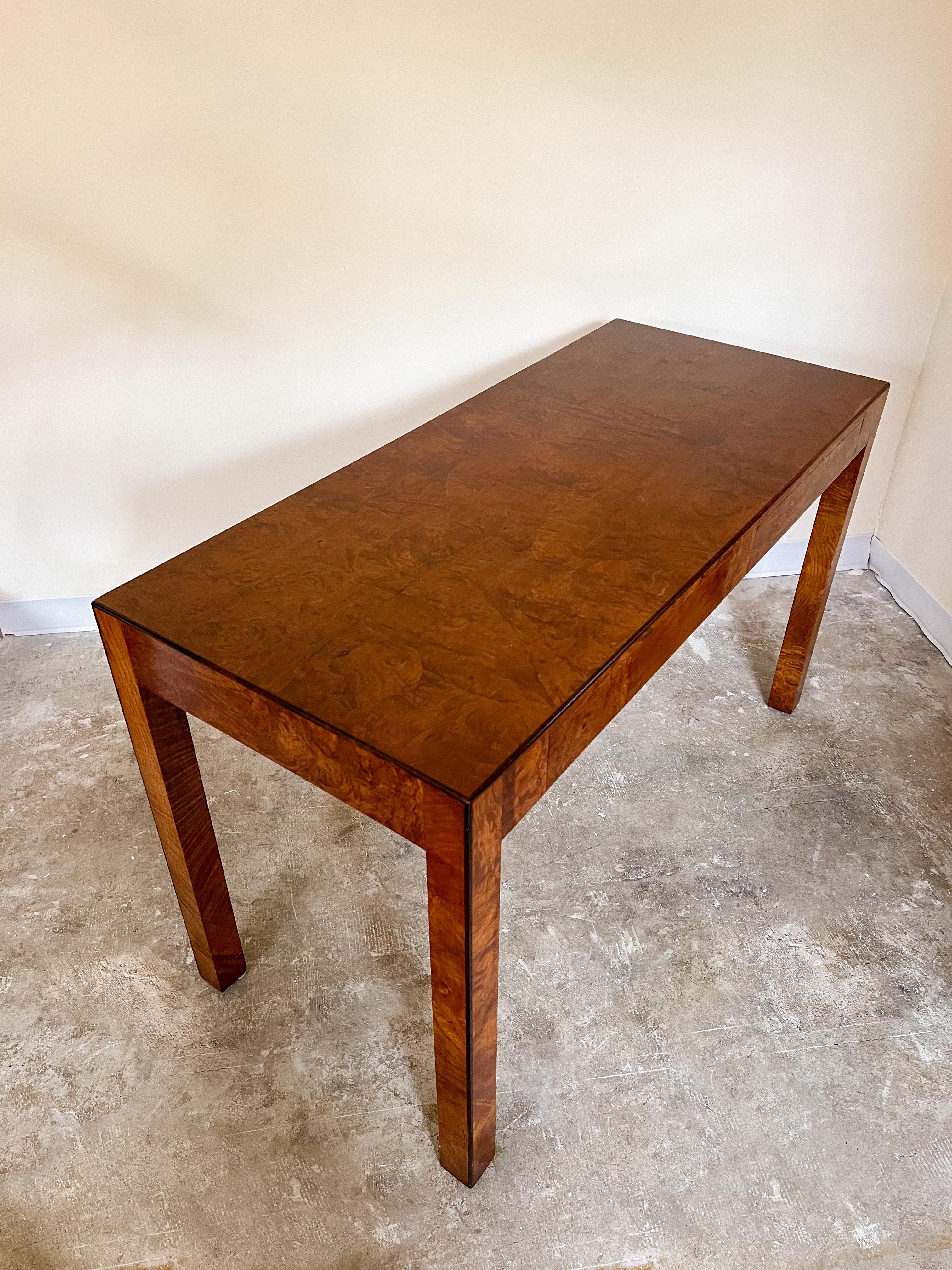 1970s Italian Burl-Wood Parsons Console/Desk 12