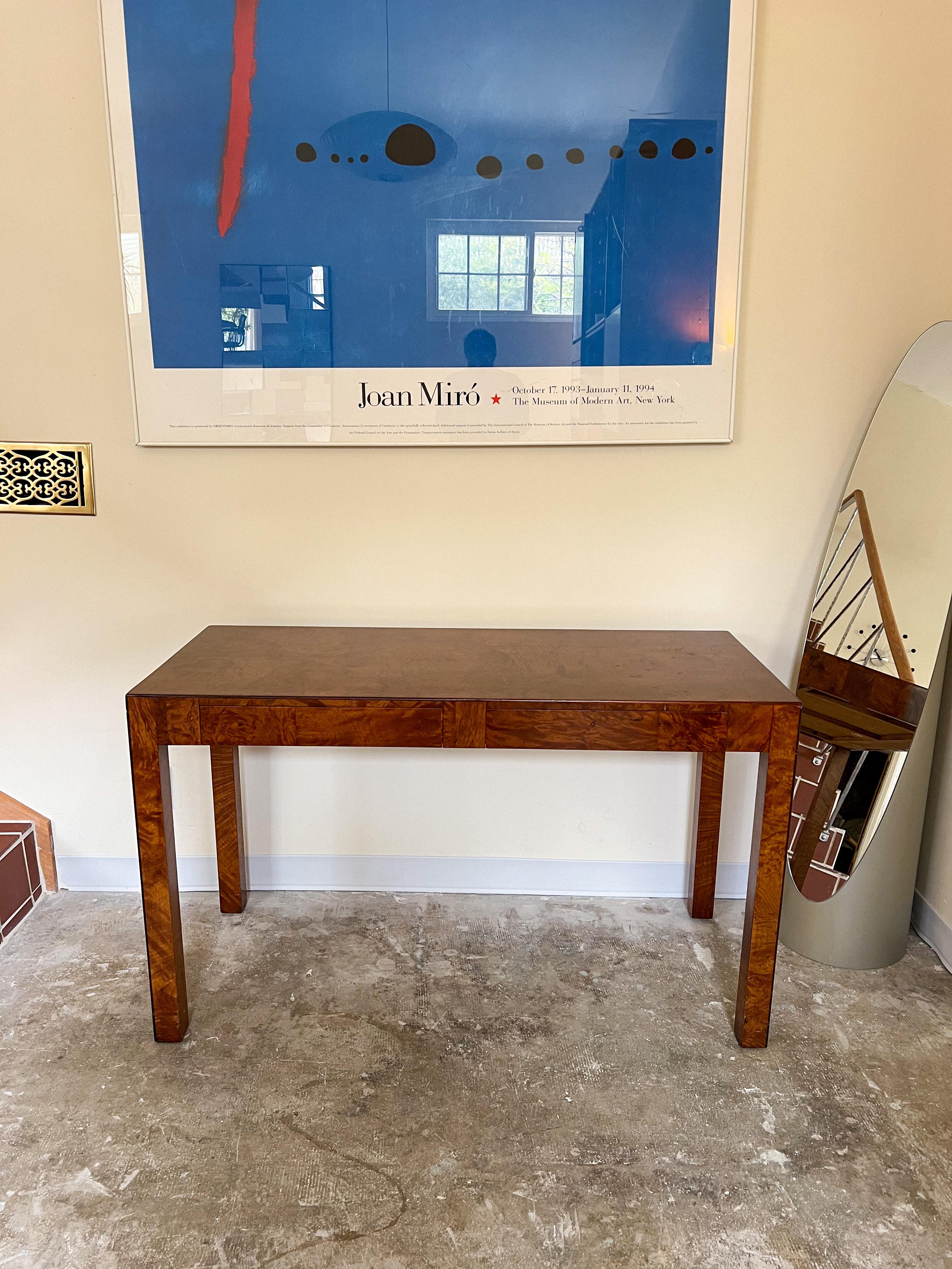 1970s Italian Burl-Wood Parsons Console/Desk 14