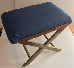 1970s Italian Burnished Brass X-Base Bench