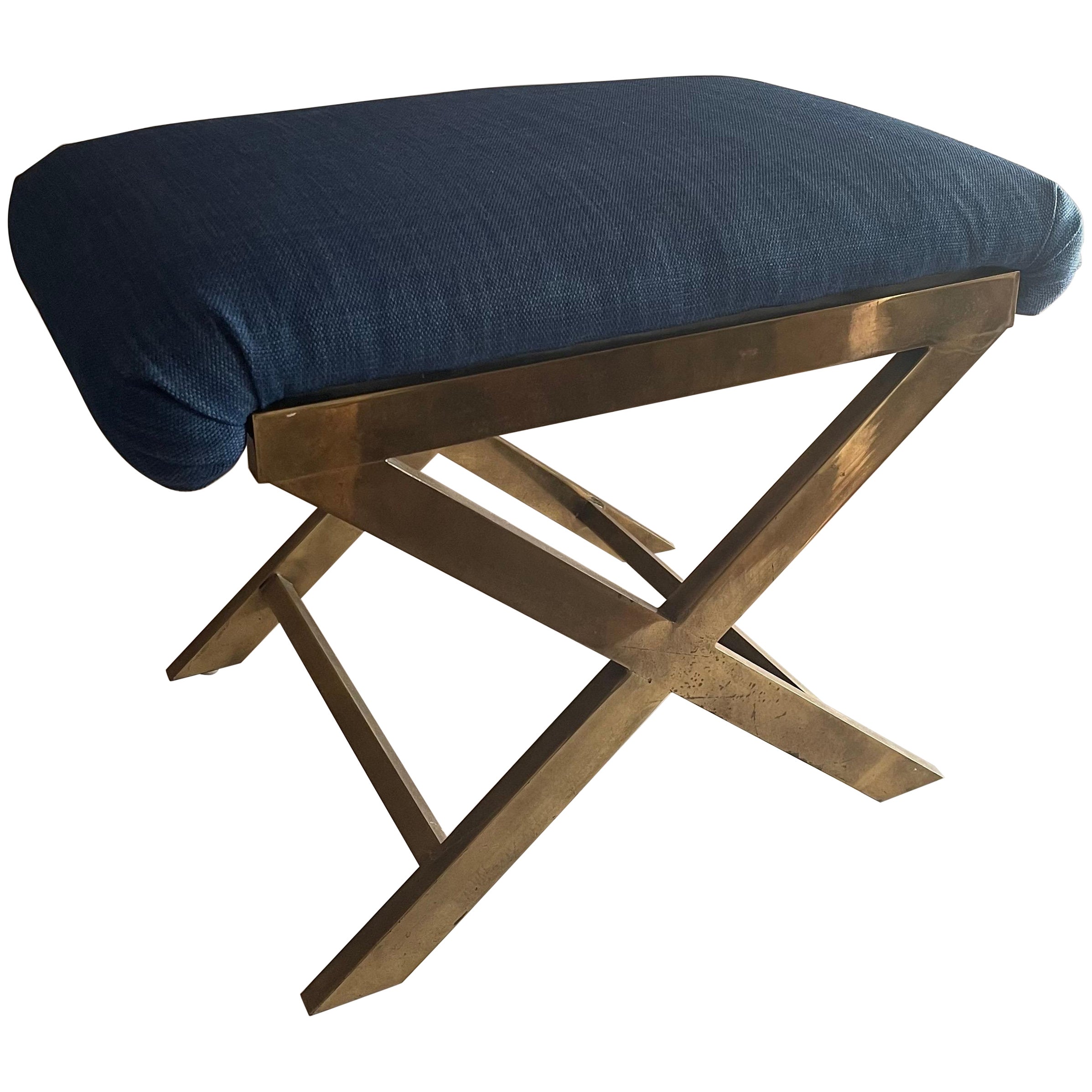 1970s Italian Burnished Brass X-Base Bench