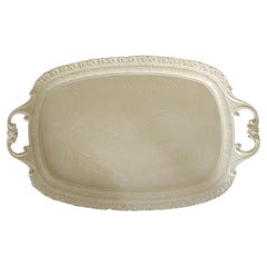 1970s Italian Butler Tray Hand Painted Antique White