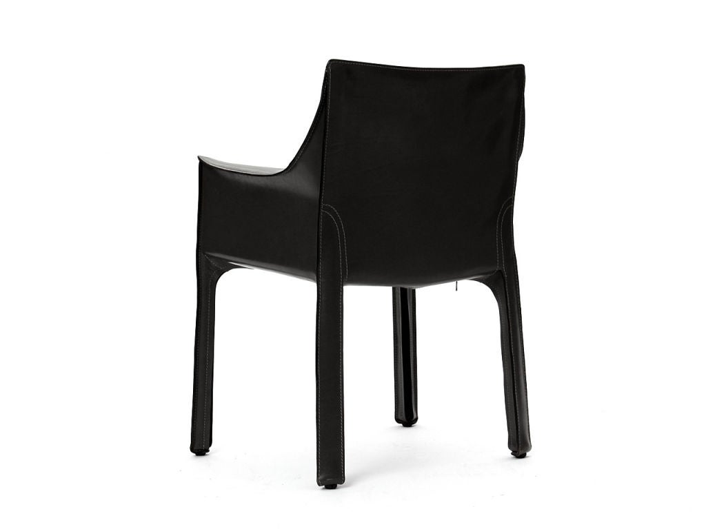 Late 20th Century 1970s Italian Cab Armchair by Mario Bellini for Cassina in Black Leather For Sale