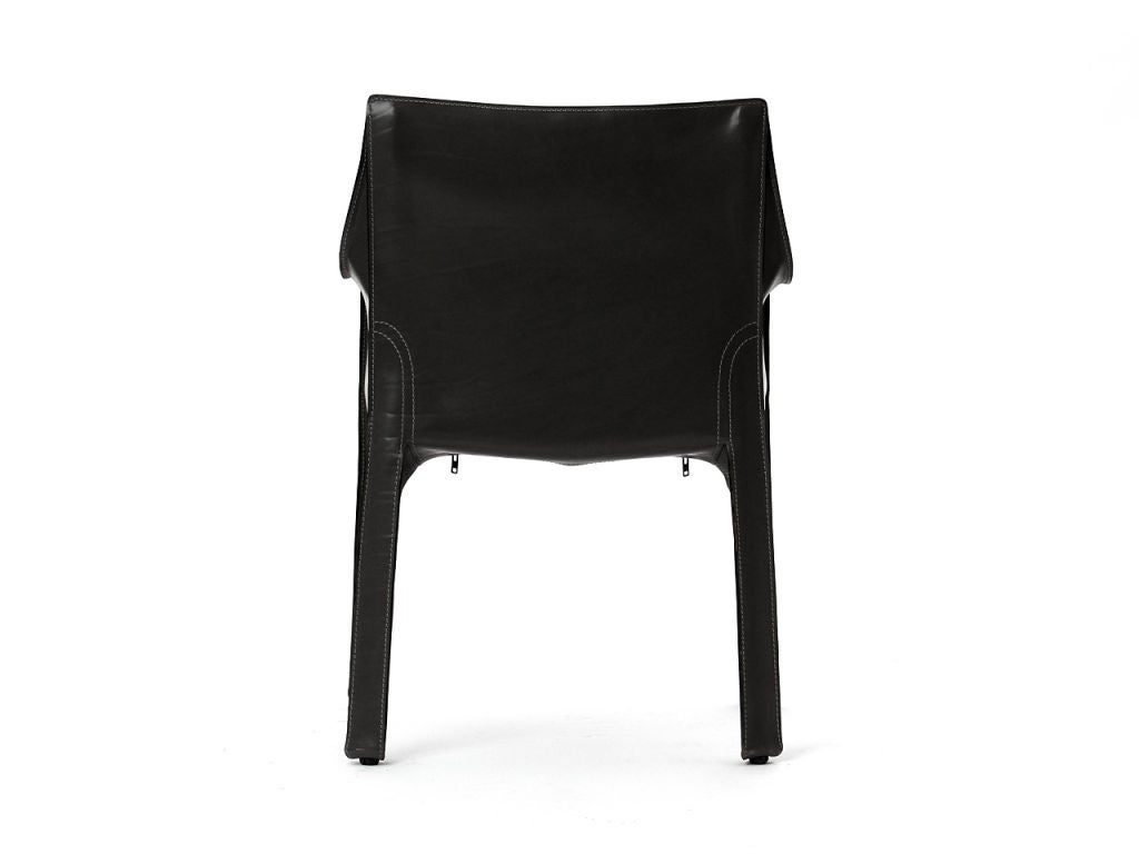 1970s Italian Cab Armchair by Mario Bellini for Cassina in Black Leather For Sale 1